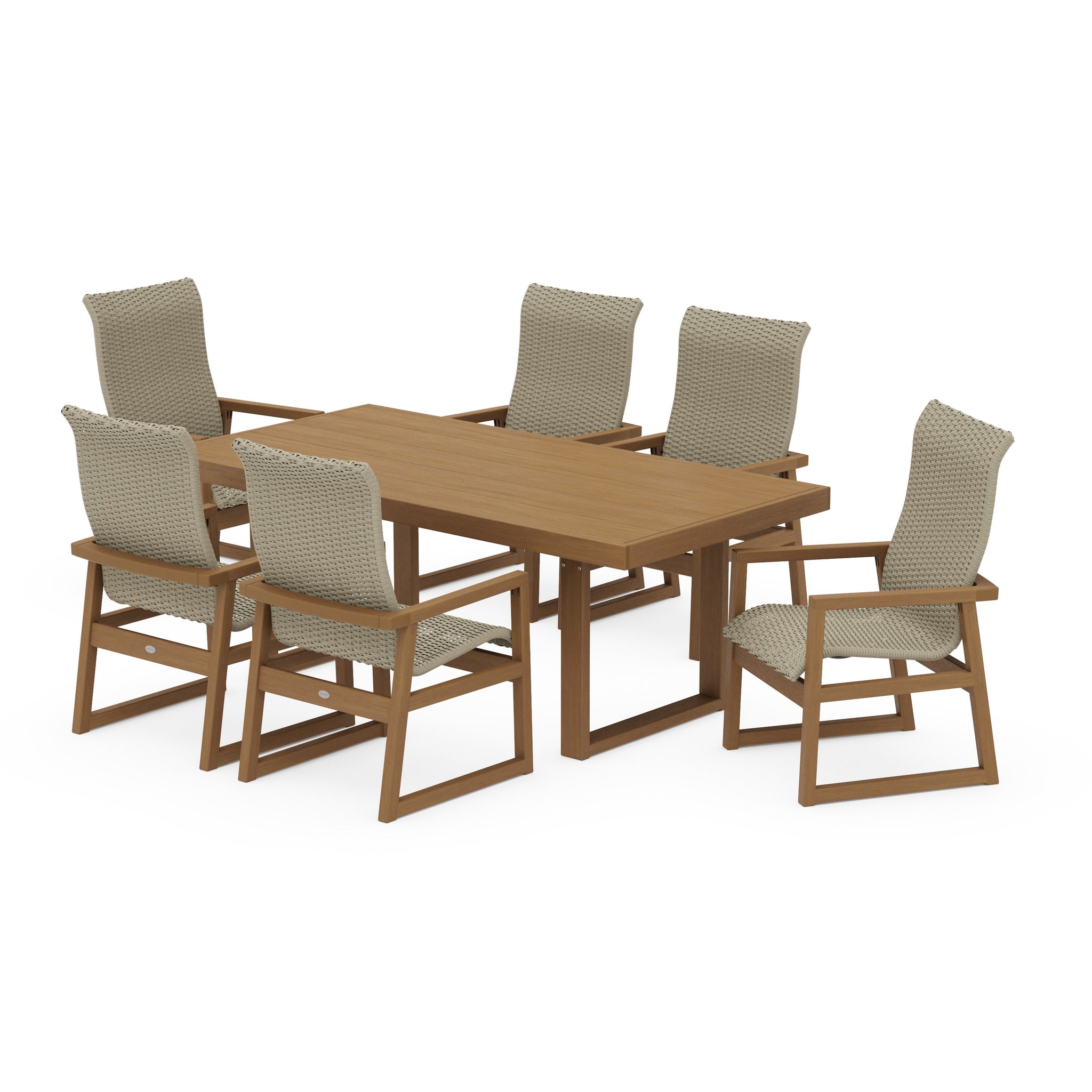 EDGE Woven Highback Arm Chair 7-Piece Dining Set