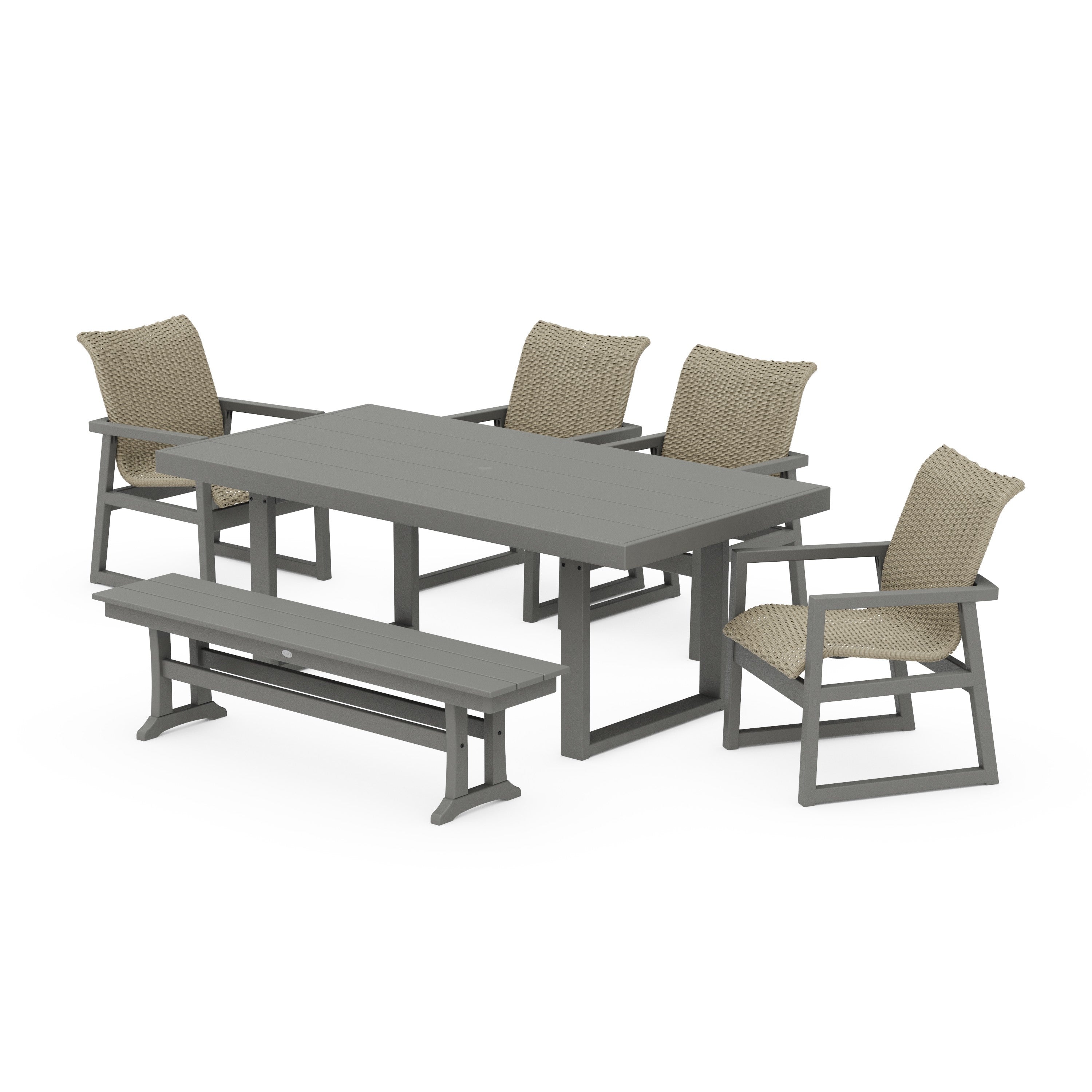EDGE Woven 6-Piece Dining Set with Bench