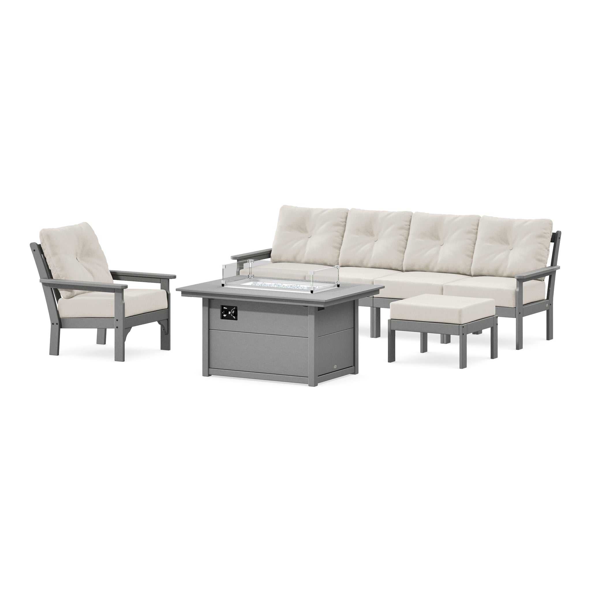 Vineyard Sectional Lounge and Fire Pit Set