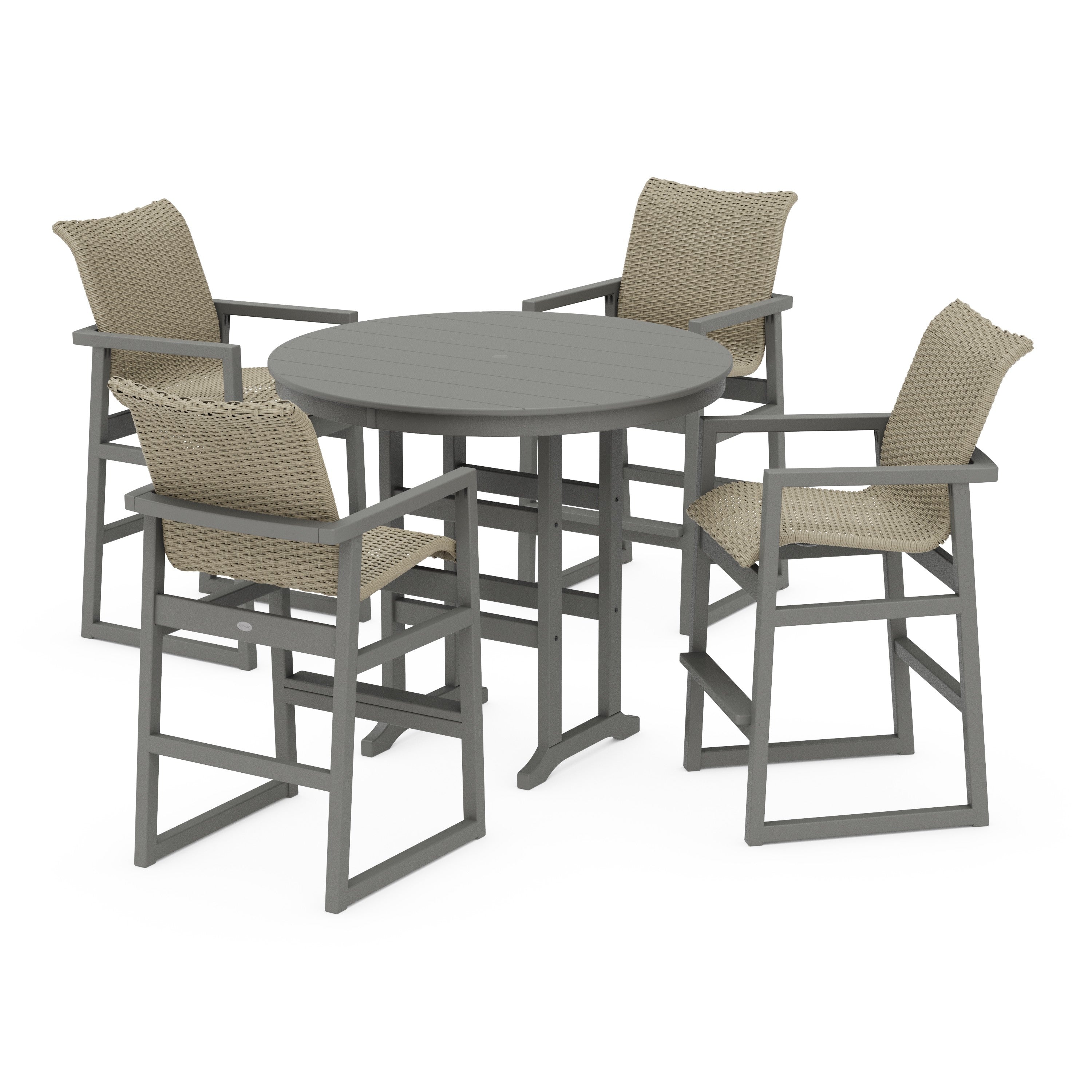 EDGE Woven 5-Piece Round Farmhouse Bar Set