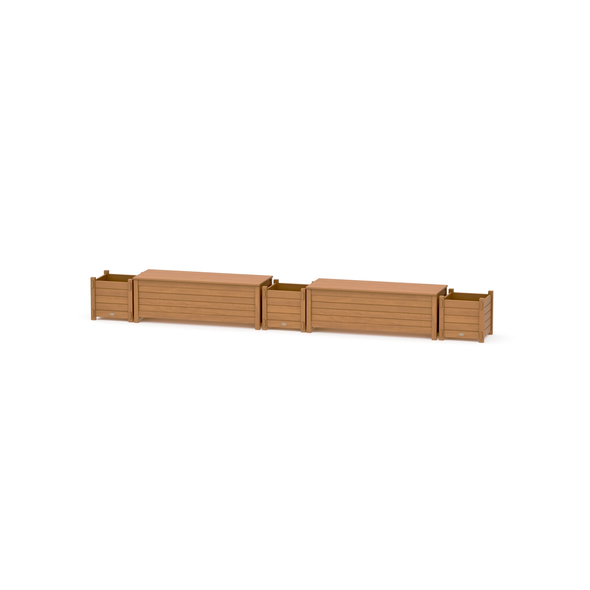 48" Nautical Straight Double Planter Storage Bench Set