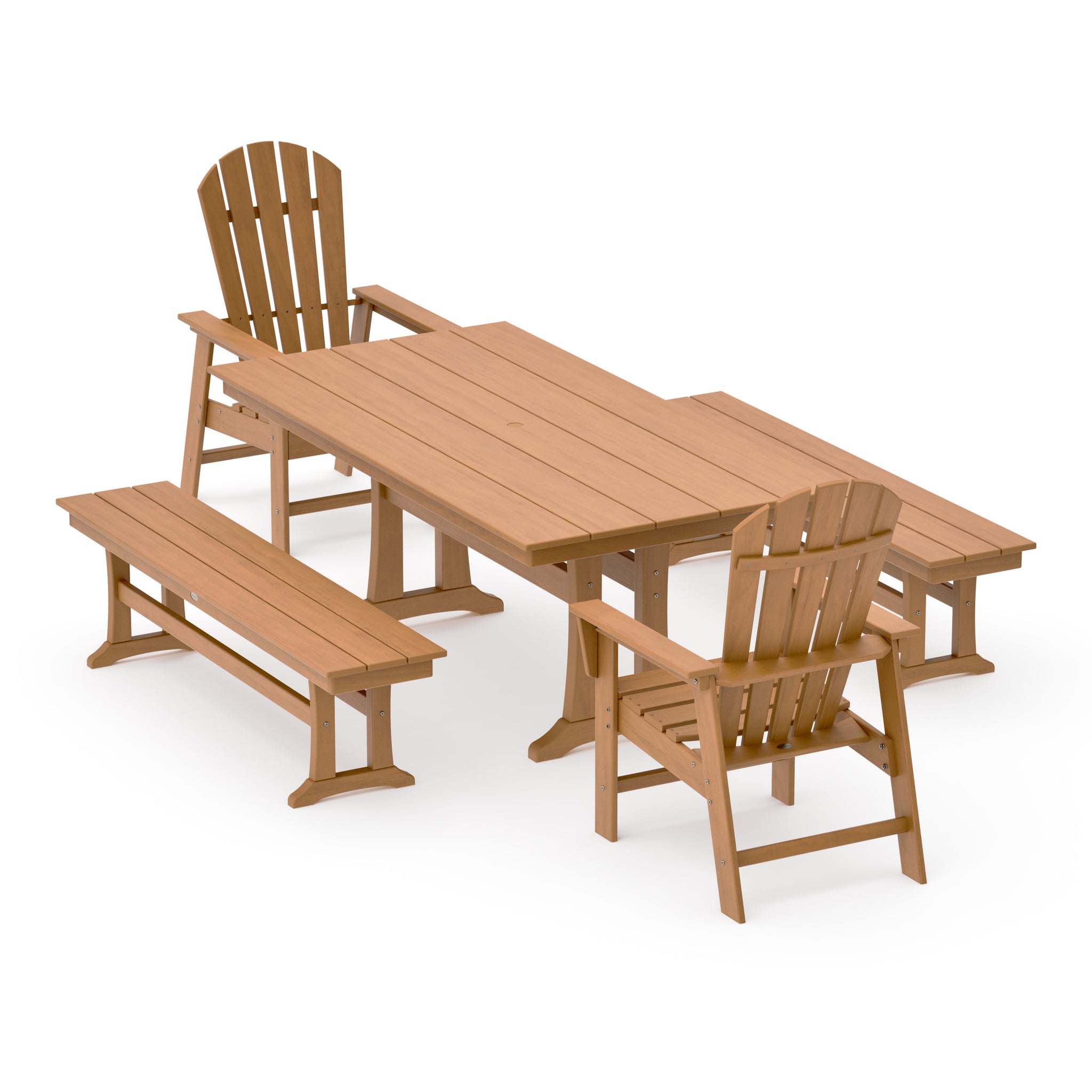 South Beach 5-Piece Farmhouse Dining Set With Trestle Legs