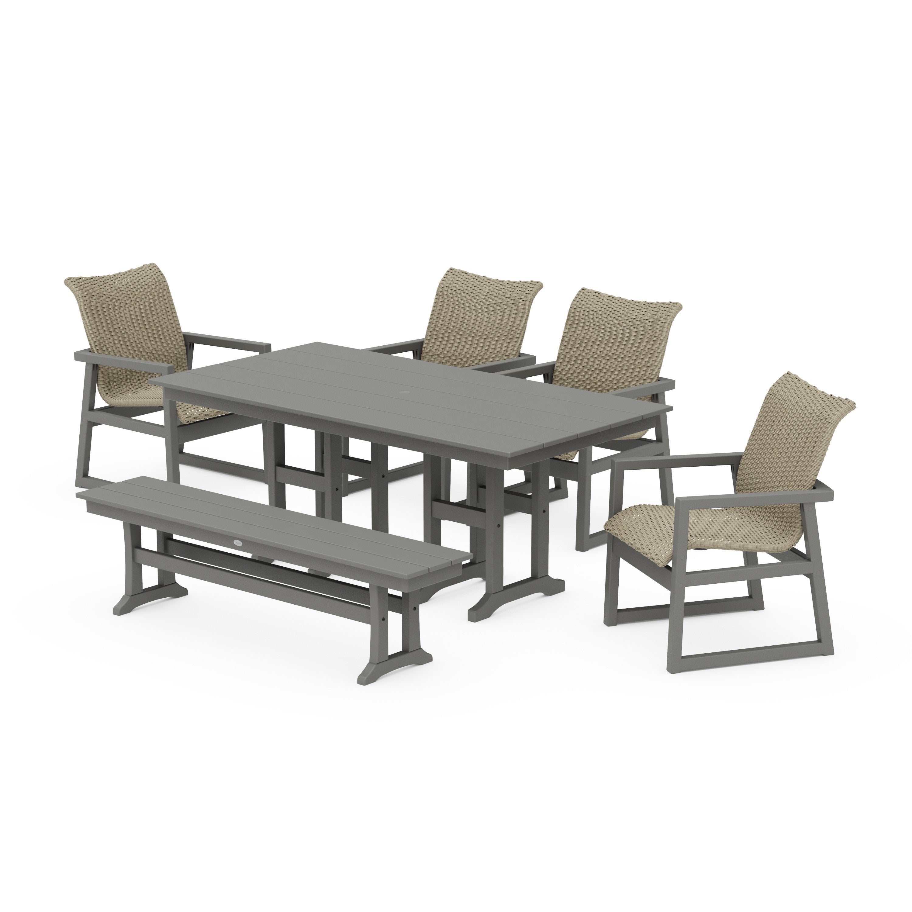 EDGE Woven 6-Piece Farmhouse Dining Set with Bench