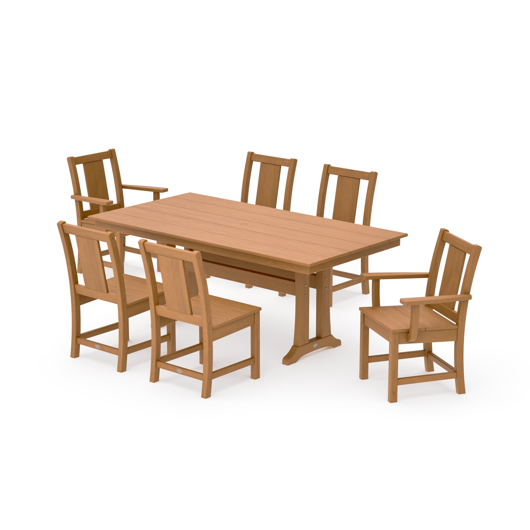 Prairie 7-Piece Farmhouse Dining Set with Trestle Legs