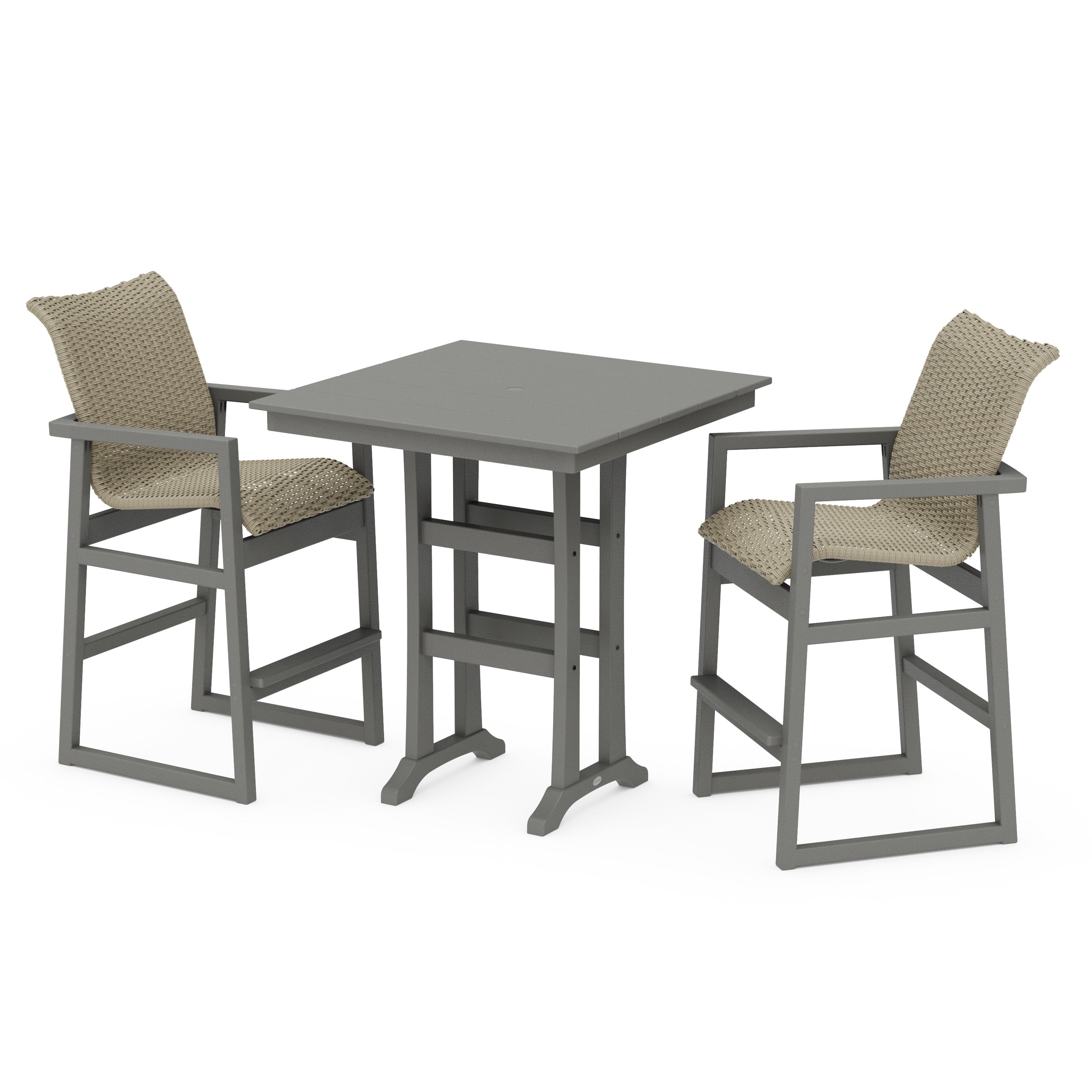 EDGE Woven 3-Piece Farmhouse Bar Set with Trestle Legs