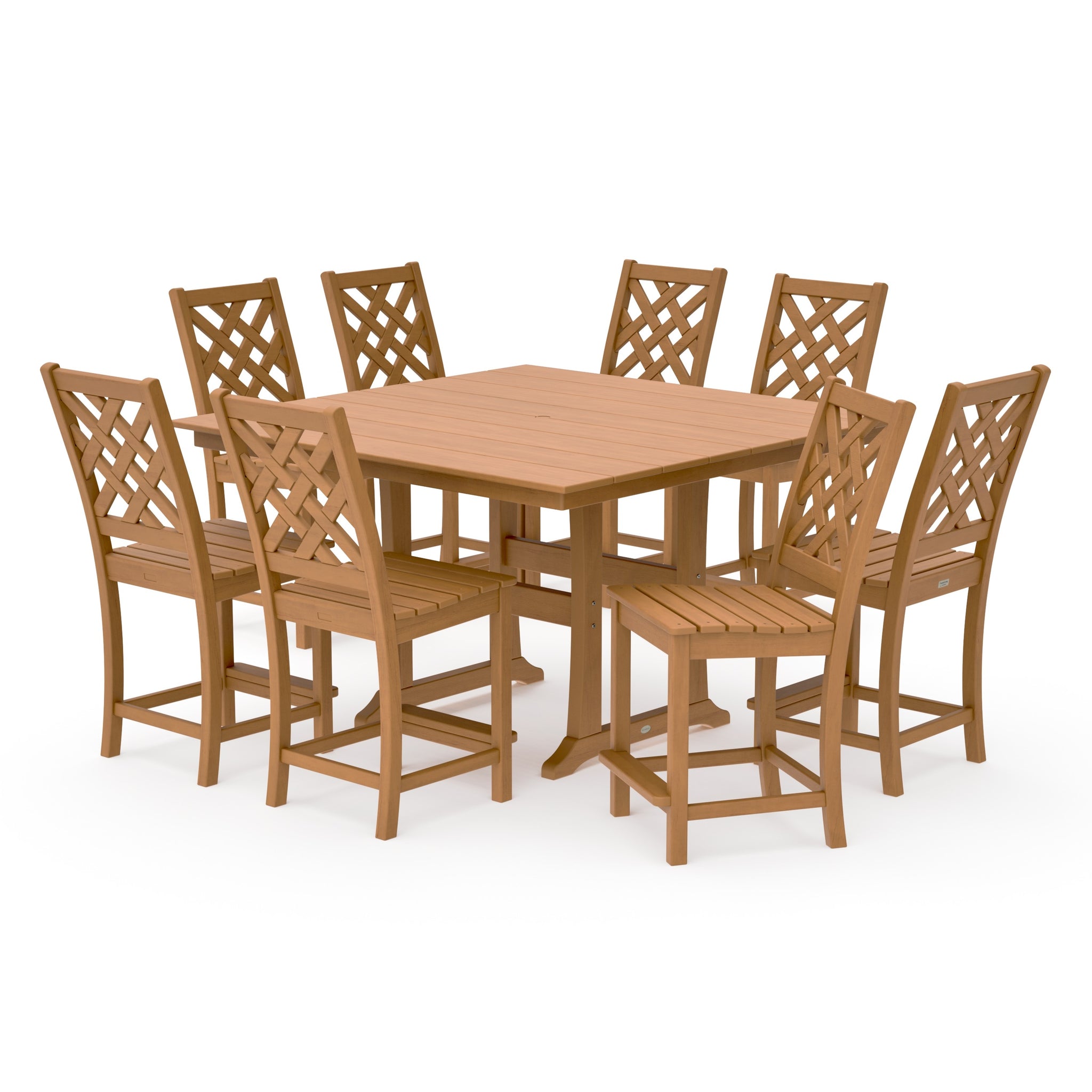 Wovendale Side Chair 9-Piece Square Farmhouse Counter Set with Trestle Legs