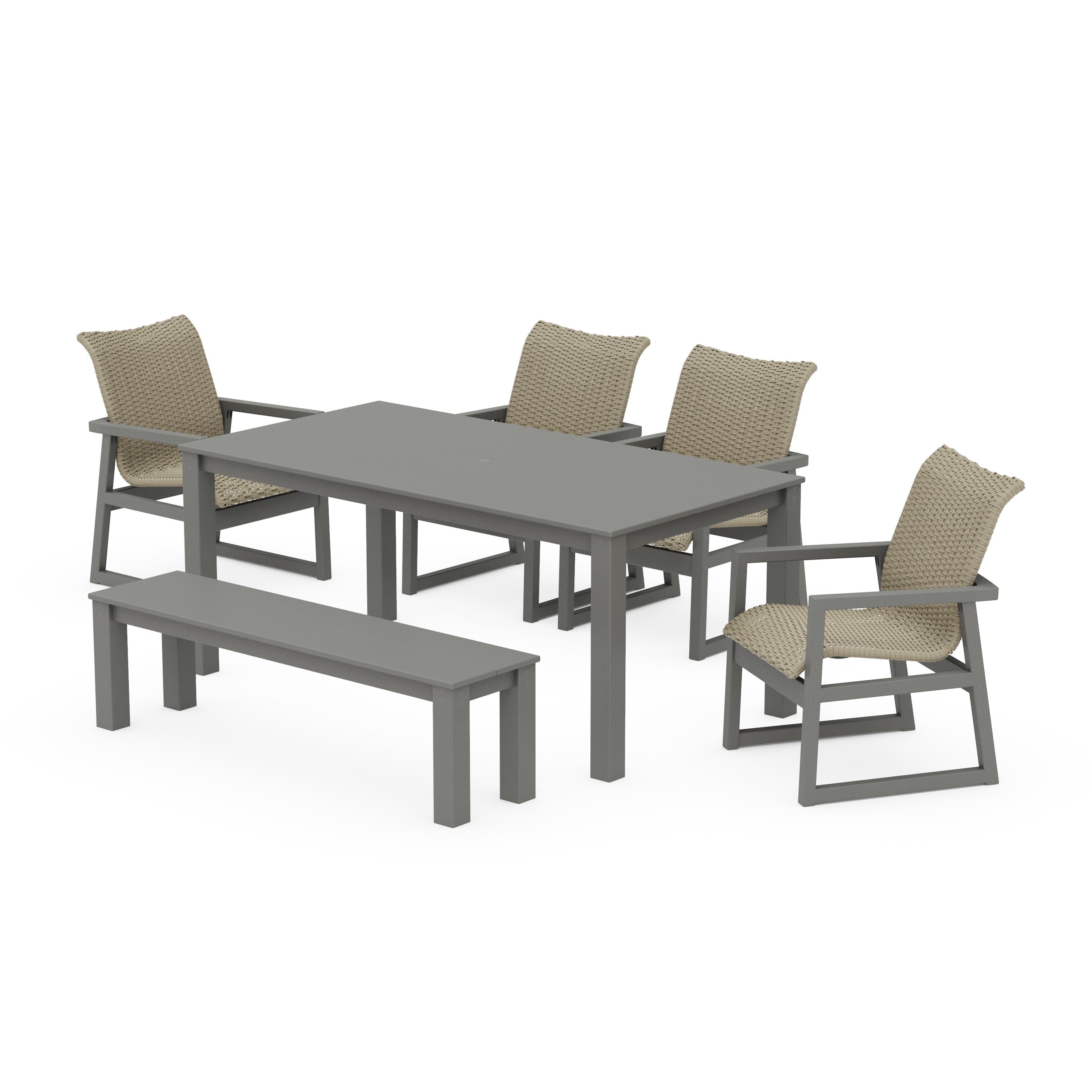 EDGE Woven 6-Piece Parsons Dining Set with Bench