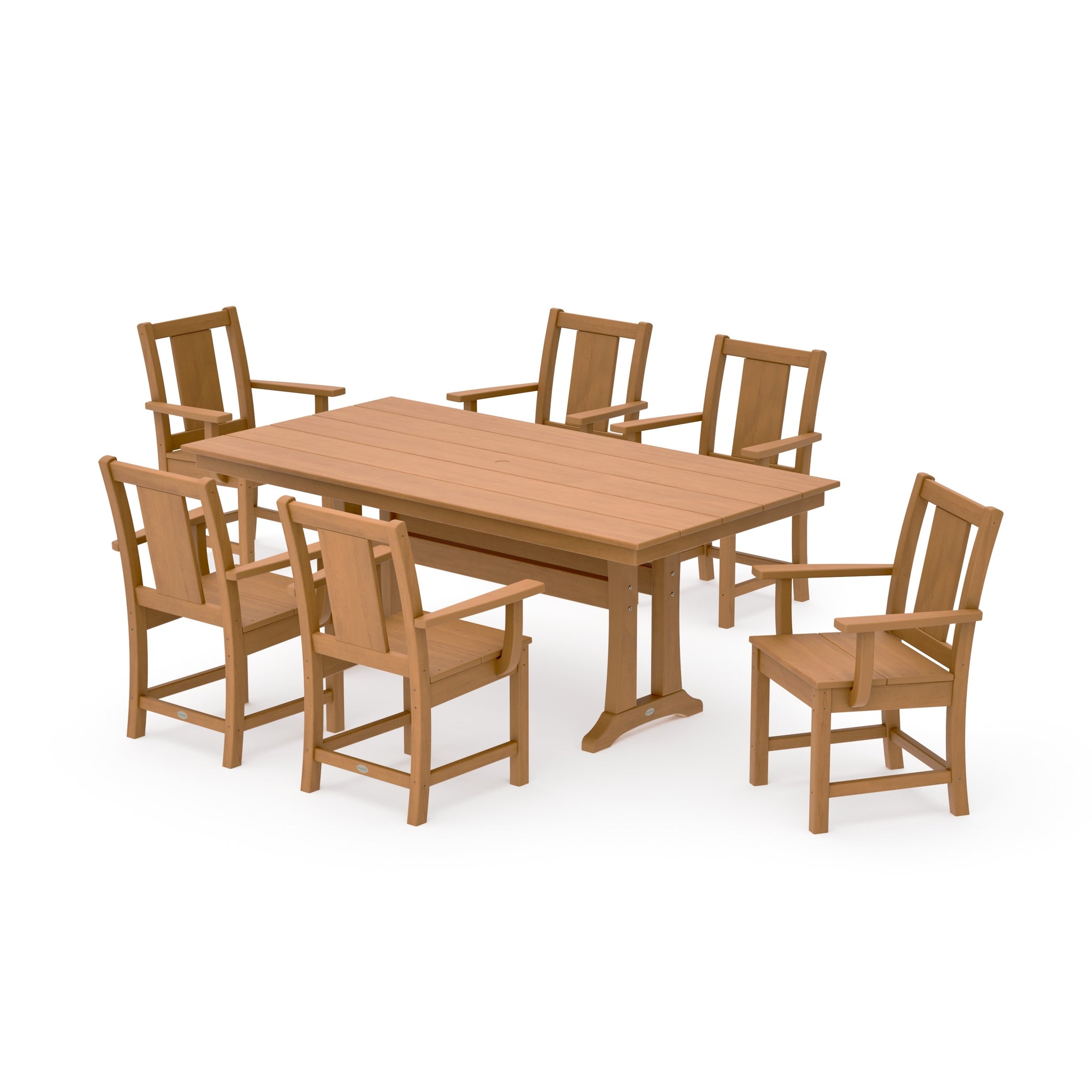 Prairie Arm Chair 7-Piece Farmhouse Dining Set with Trestle Legs