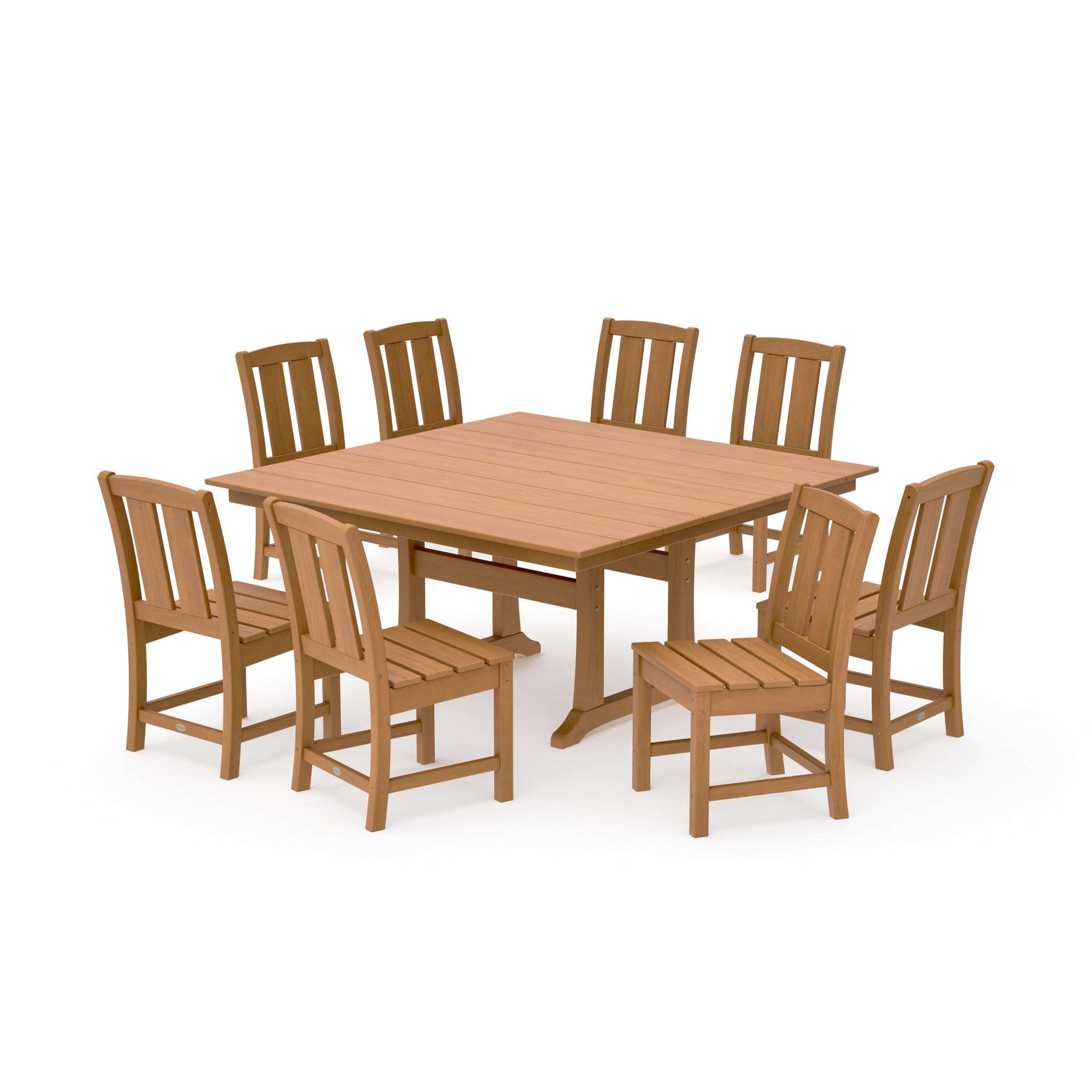 Mission Side Chair 9-Piece Square Farmhouse Dining Set with Trestle Legs