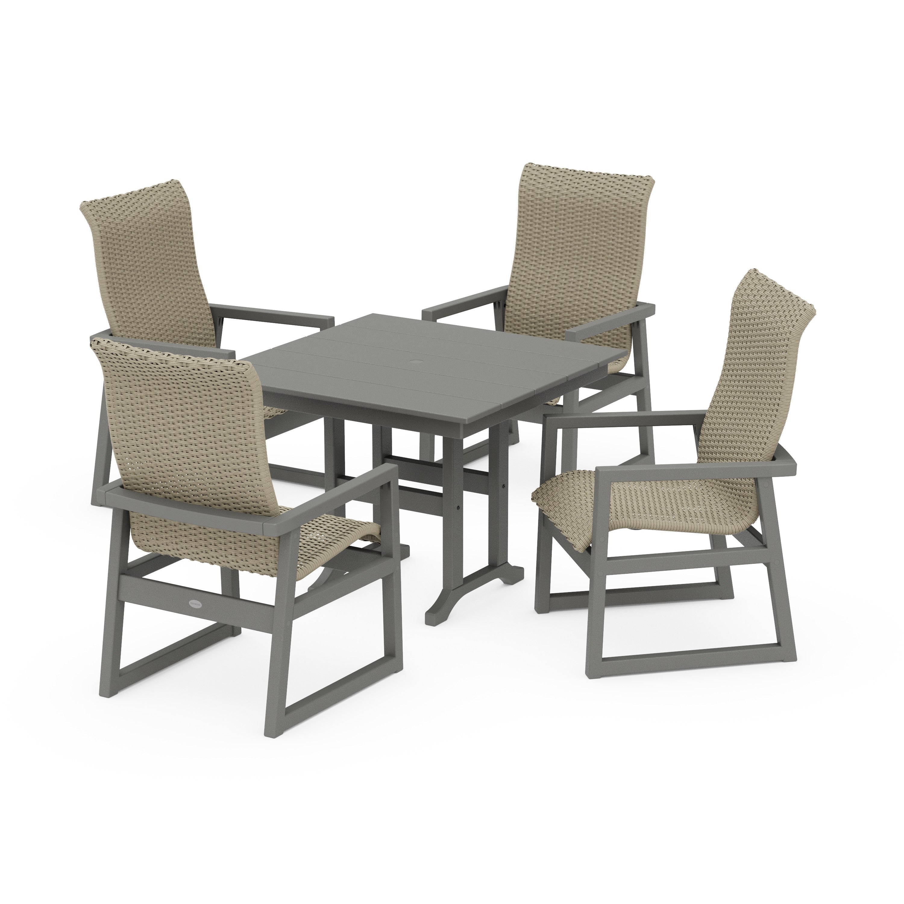 EDGE Woven Highback 5-Piece Farmhouse Dining Set