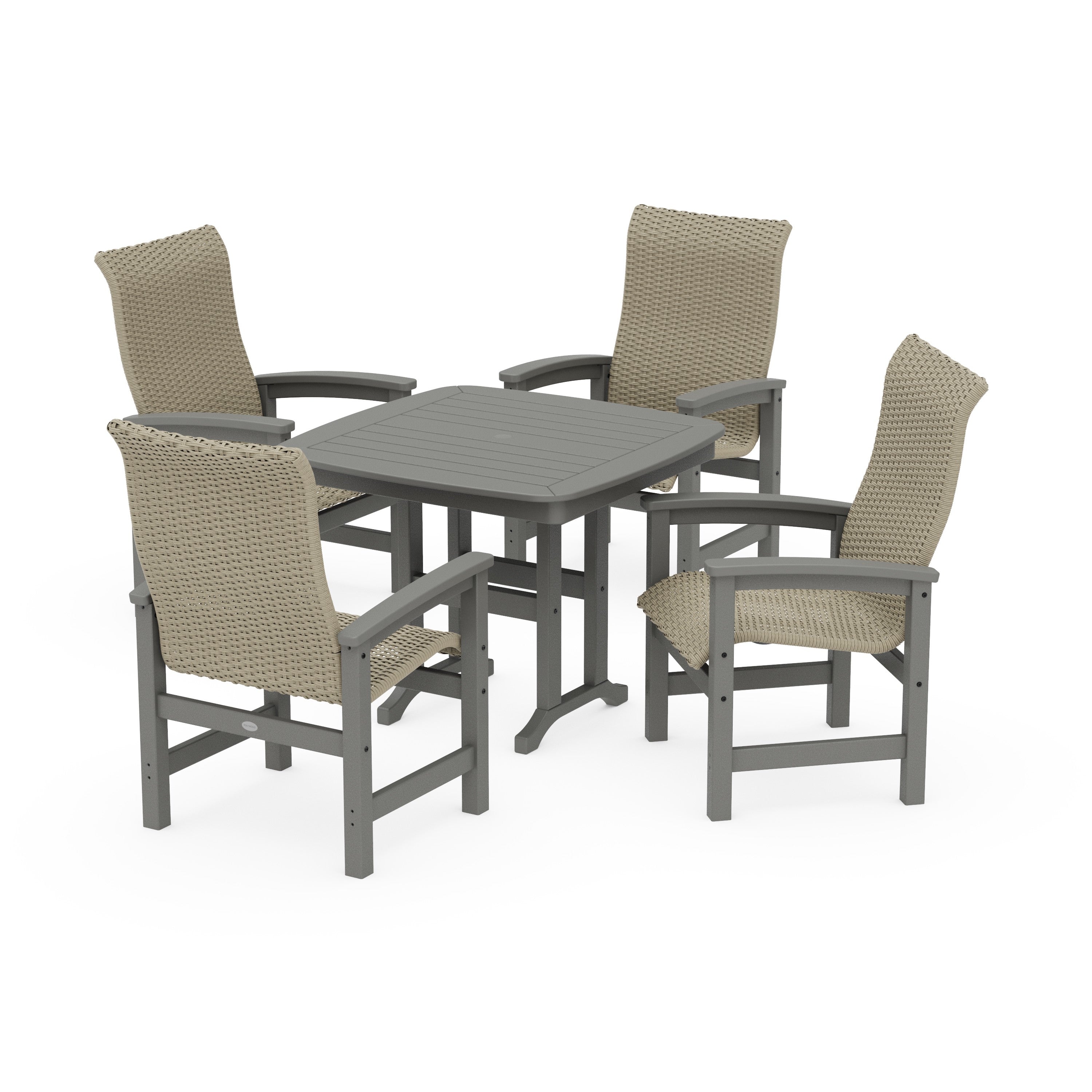 Coastal Woven High-Back 5-Piece Dining Set