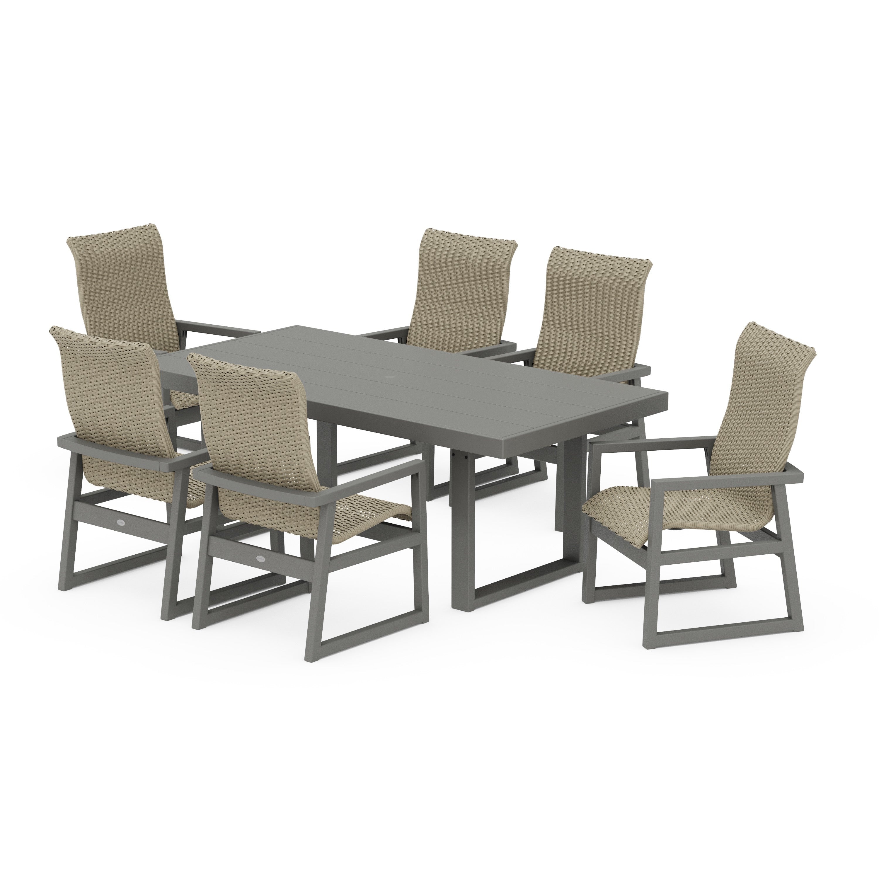 EDGE Woven Highback Arm Chair 7-Piece Dining Set