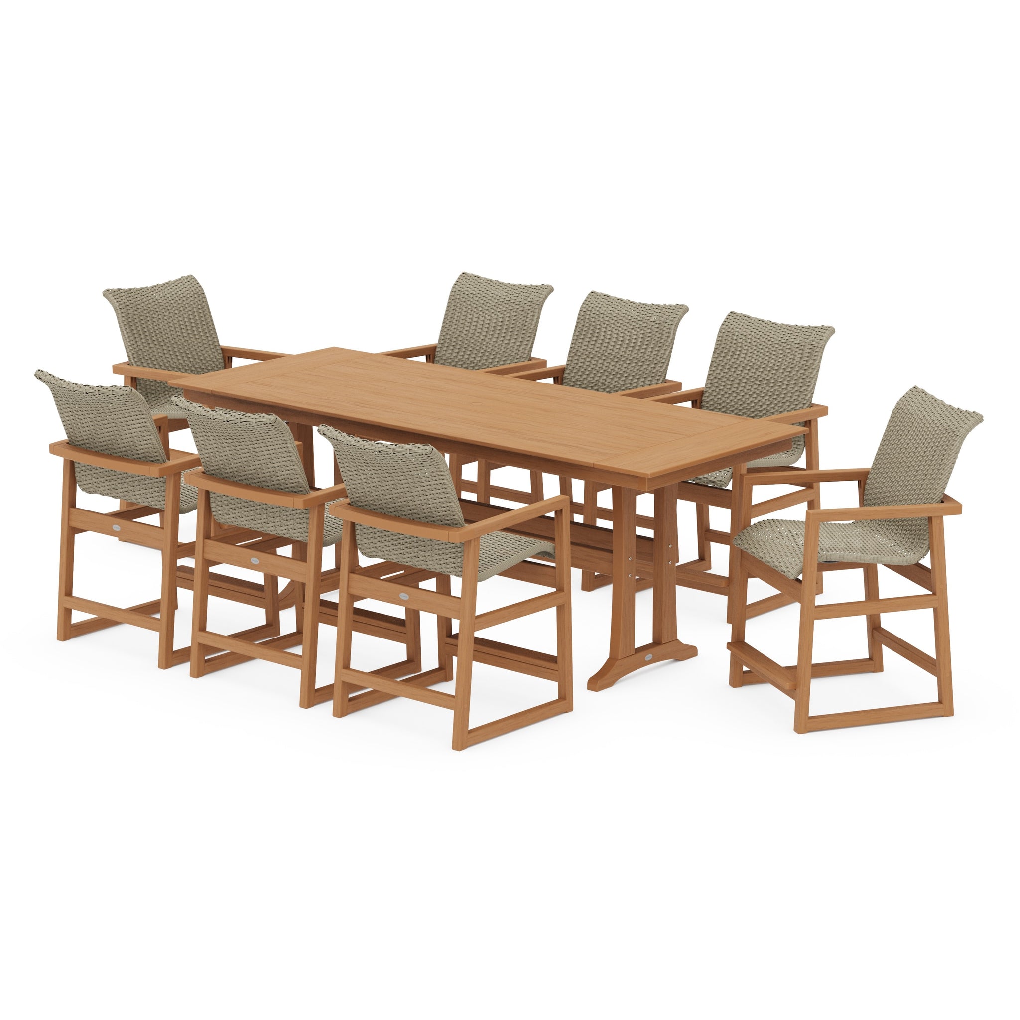 EDGE Woven 9-Piece Farmhouse Counter Set with Trestle Legs