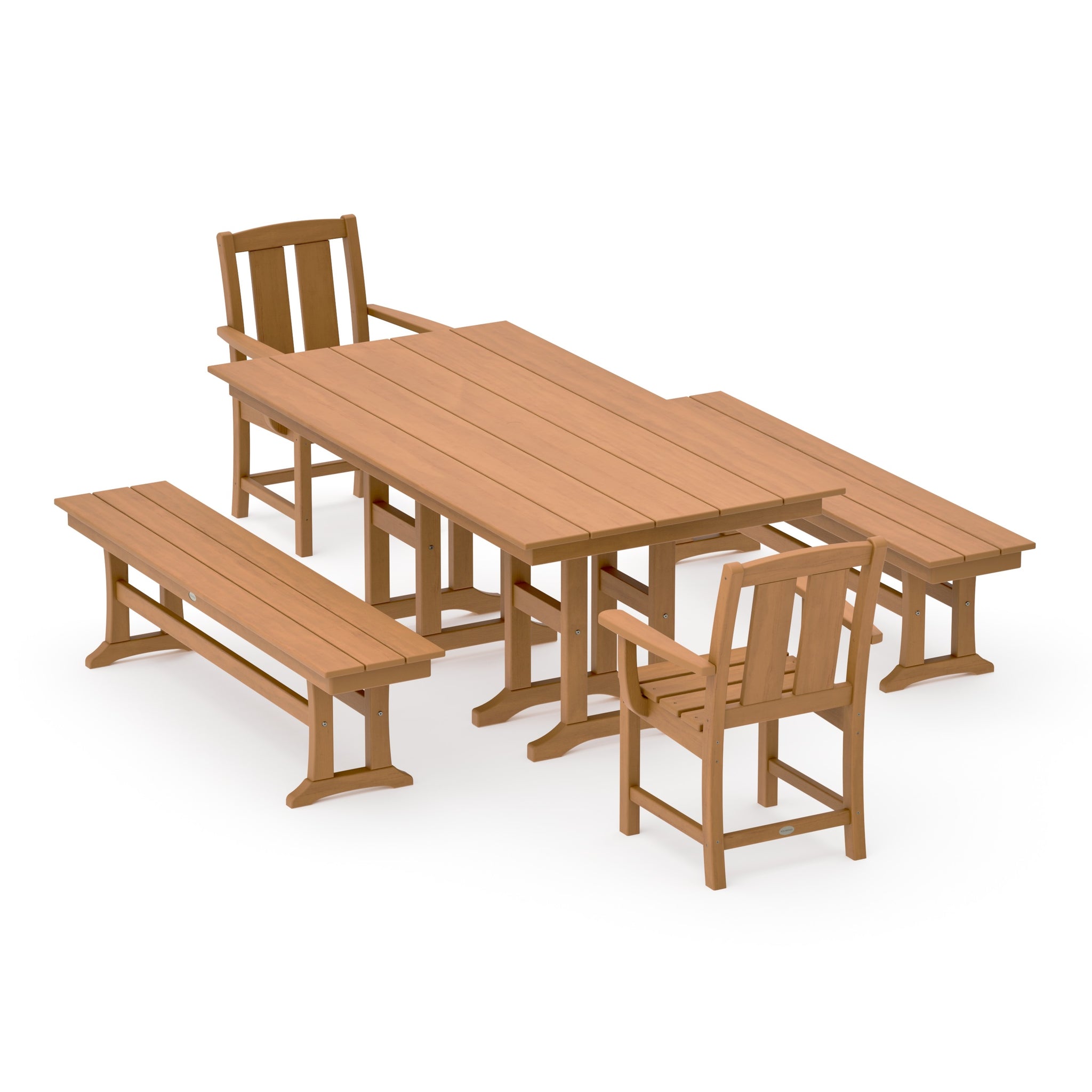 Mission 5-Piece Farmhouse Dining Set with Benches