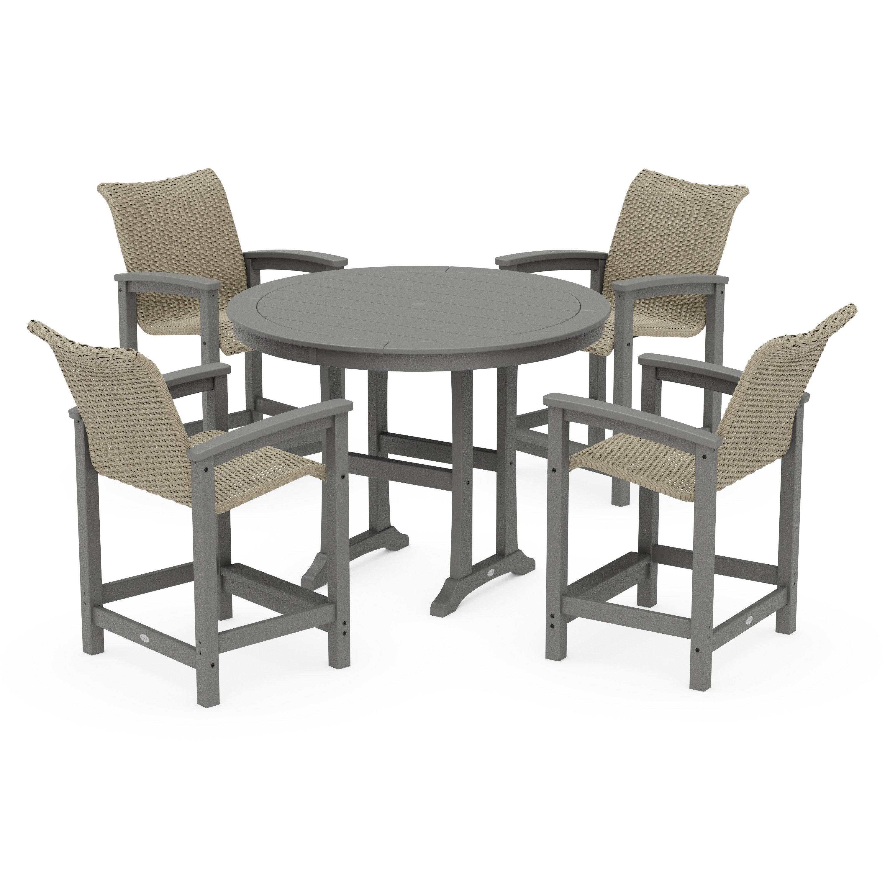 Coastal Woven 5-Piece Round Counter Set