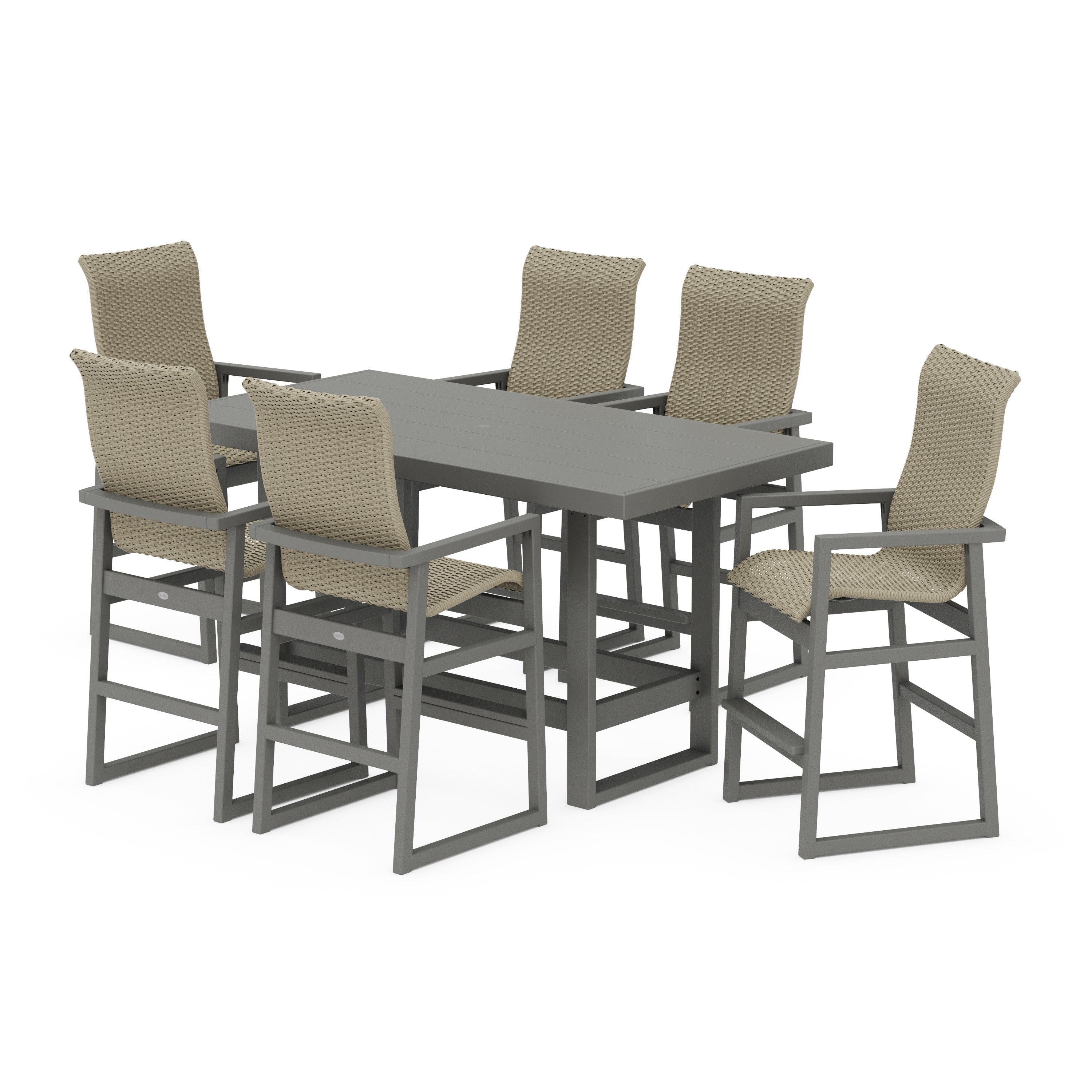 EDGE Woven Highback Arm Chair 7-Piece Bar Set