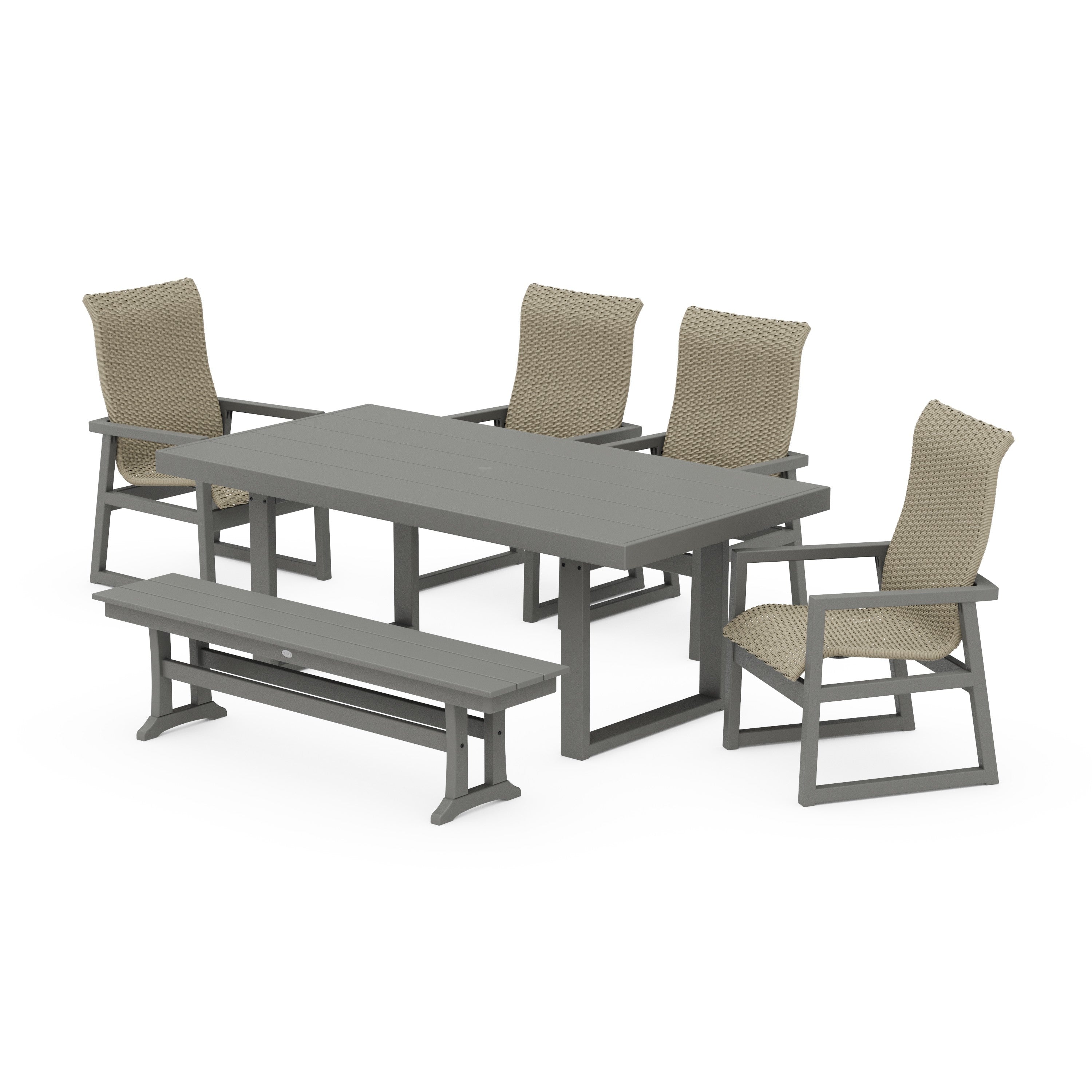 EDGE Woven Highback 6-Piece Dining Set with Bench
