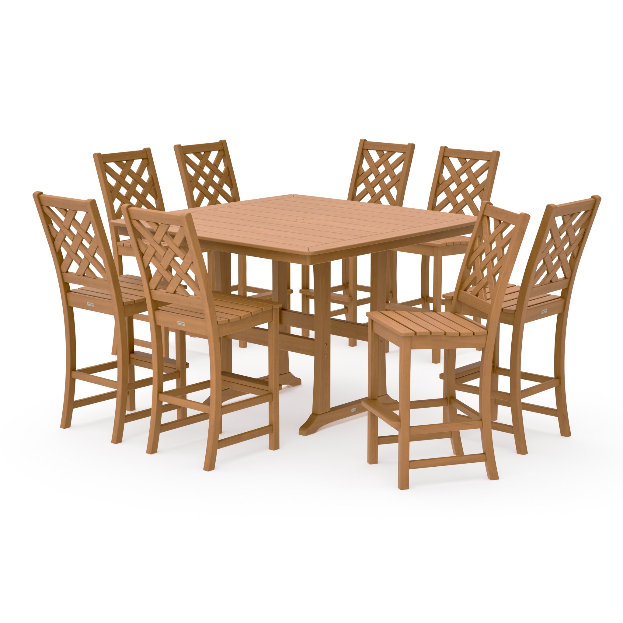 Wovendale Side Chair 9-Piece Square Bar Set with Trestle Legs