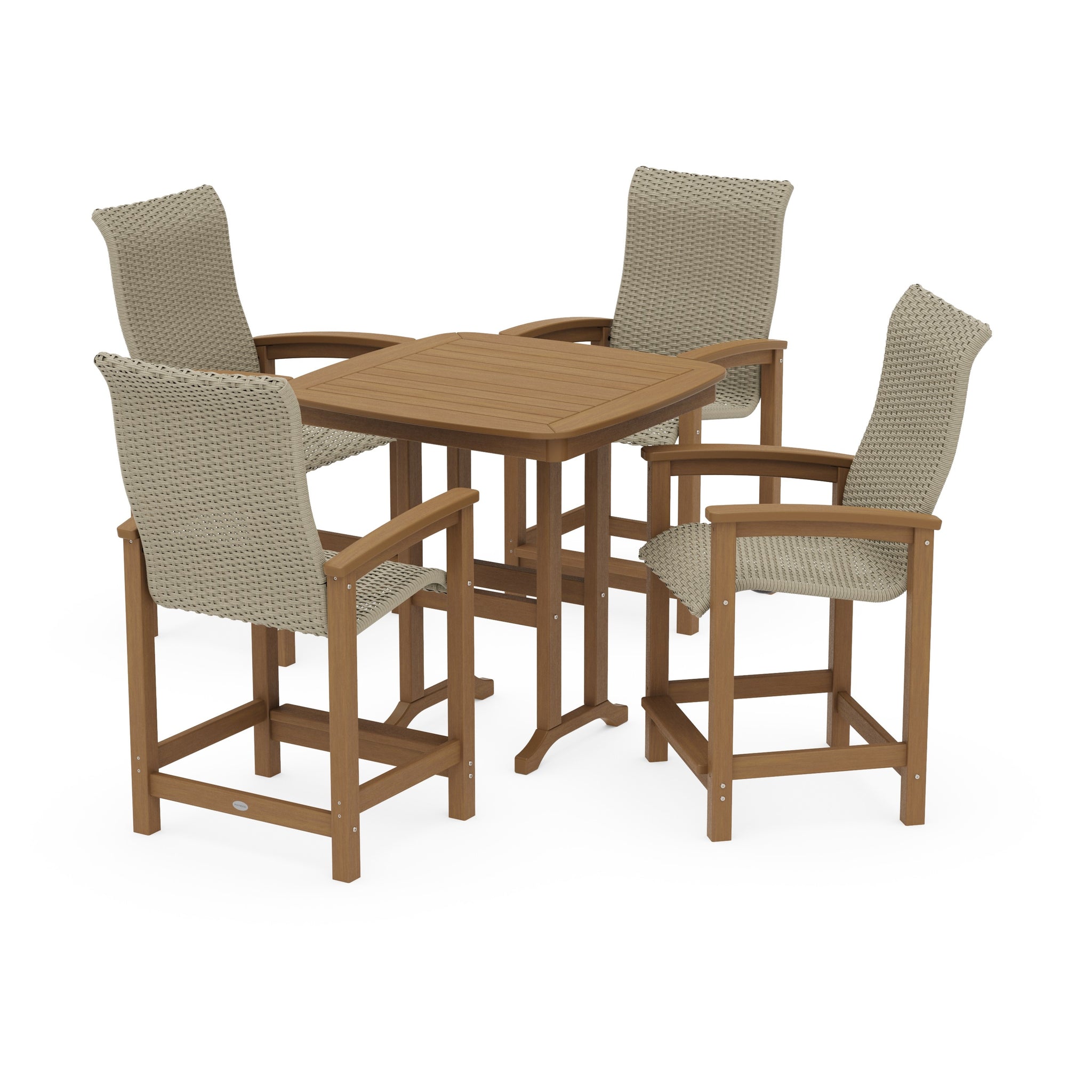 Coastal Woven High-Back 5-Piece Counter Set
