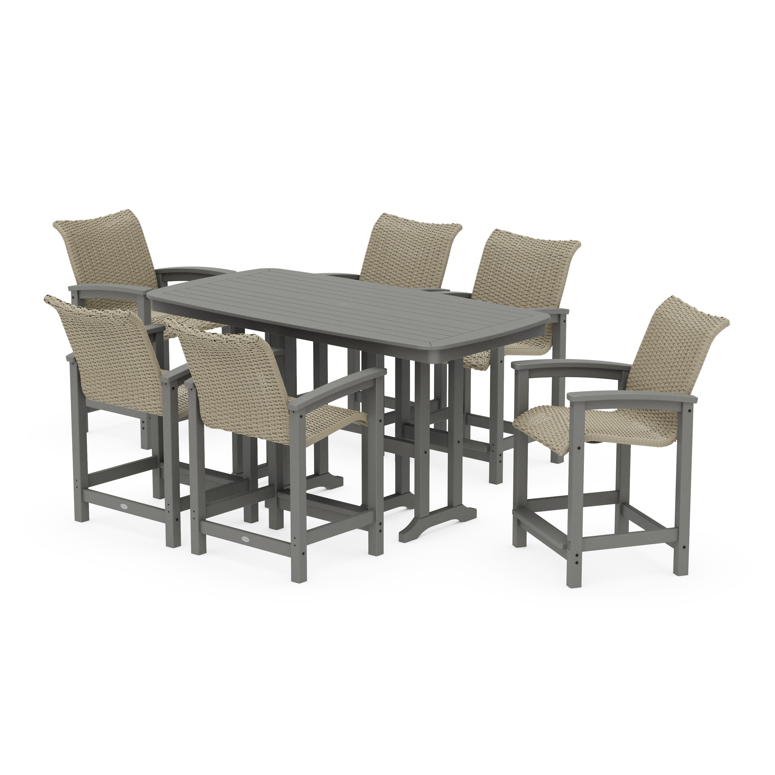Coastal Woven Arm Chair 7-Piece Counter Set