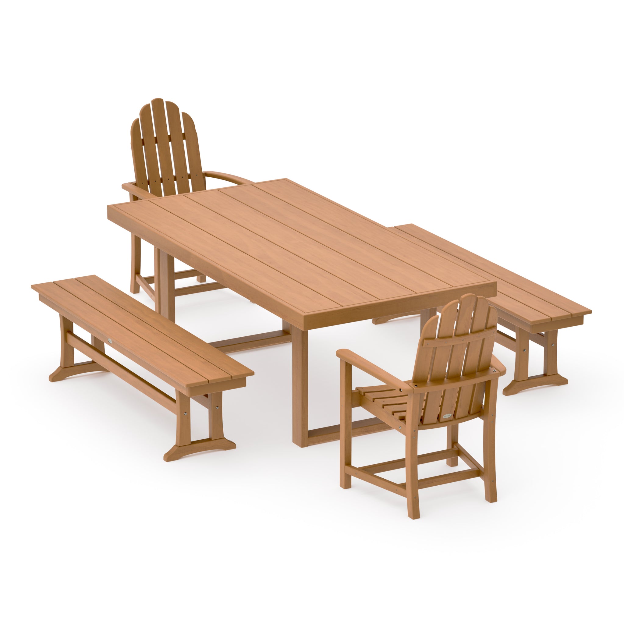 Classic Adirondack 5-Piece Dining Set with Benches