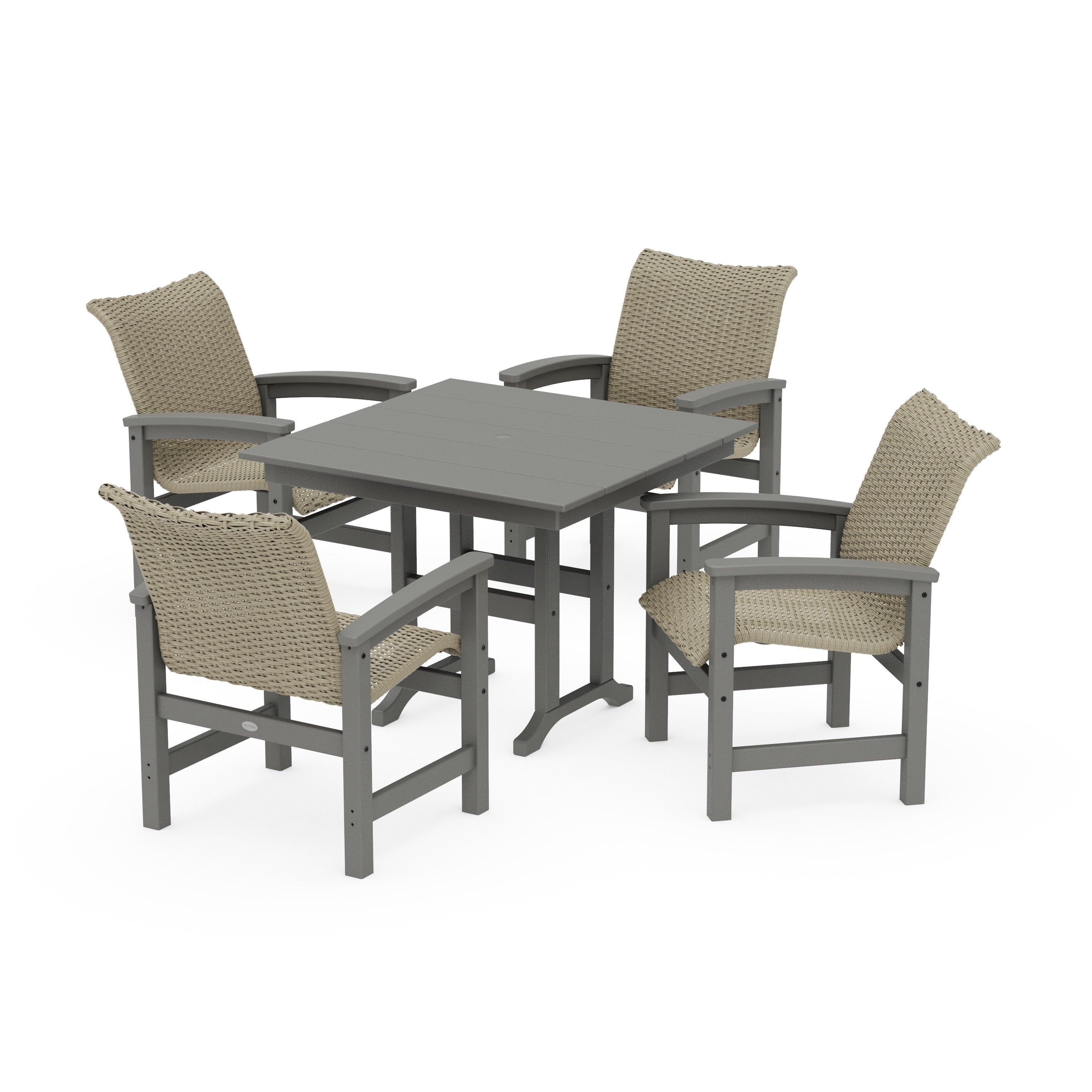 Coastal Woven 5-Piece Farmhouse Dining Set