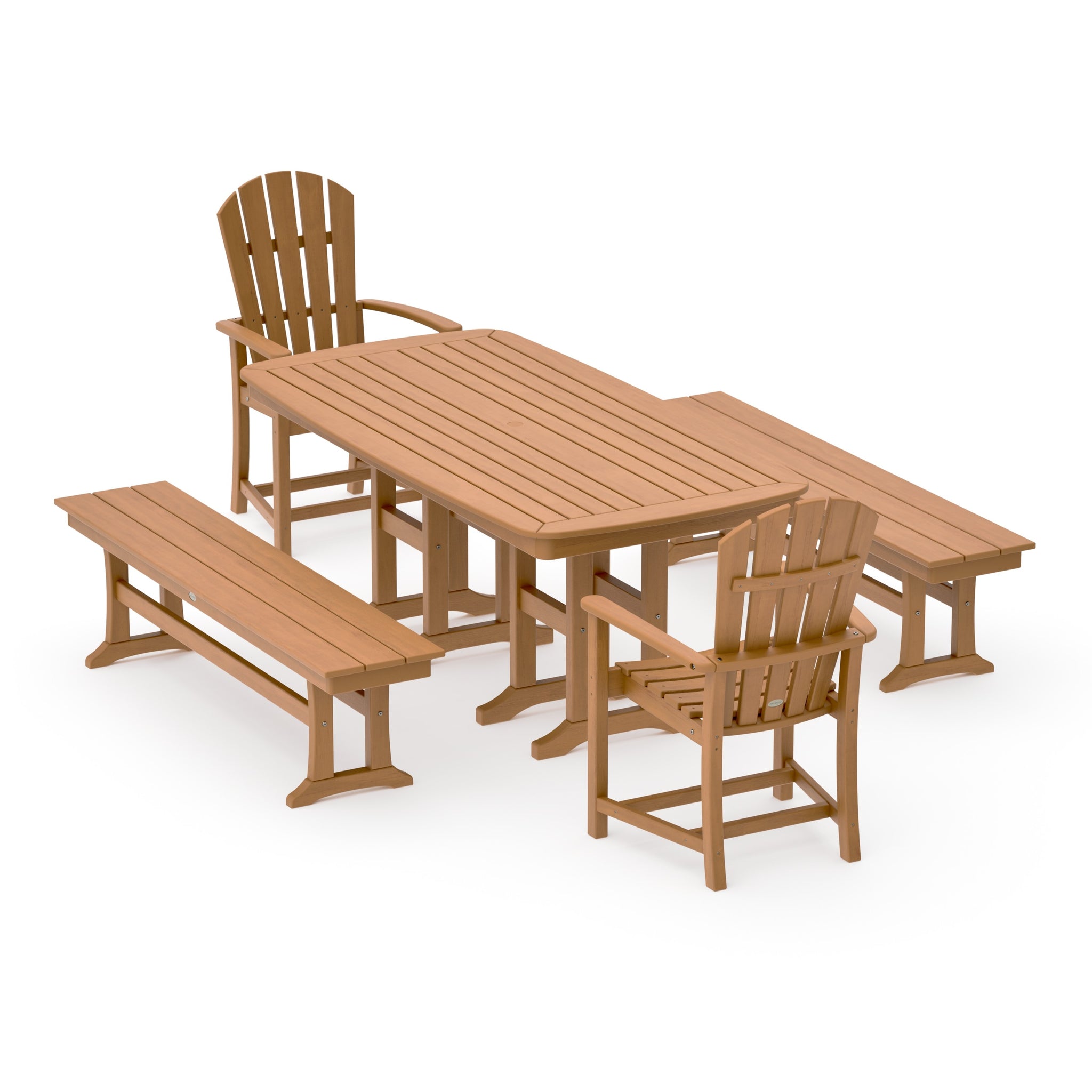 Palm Coast 5-Piece Dining Set with Benches