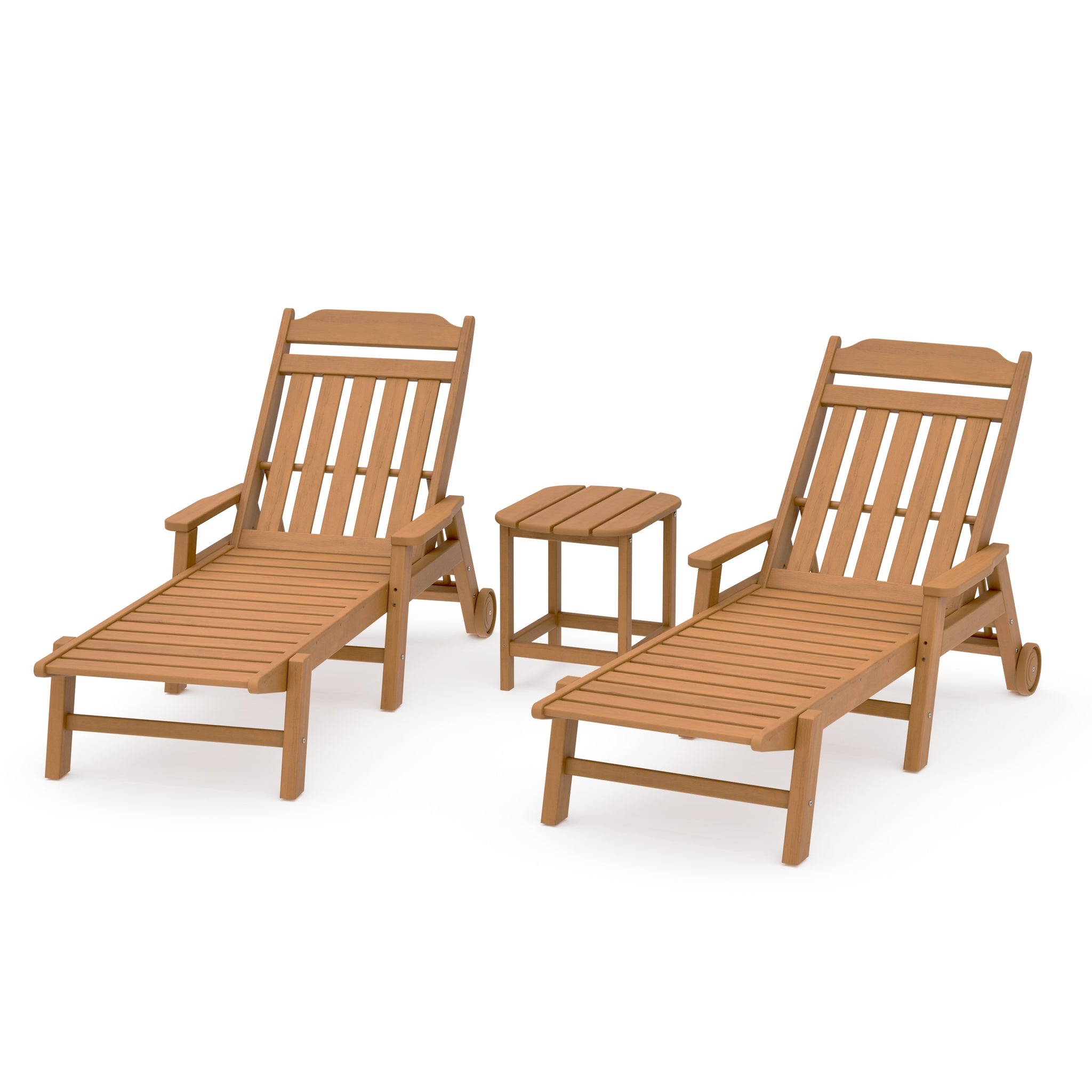 Cottage 3-Piece Chaise Set with Arms and Wheels