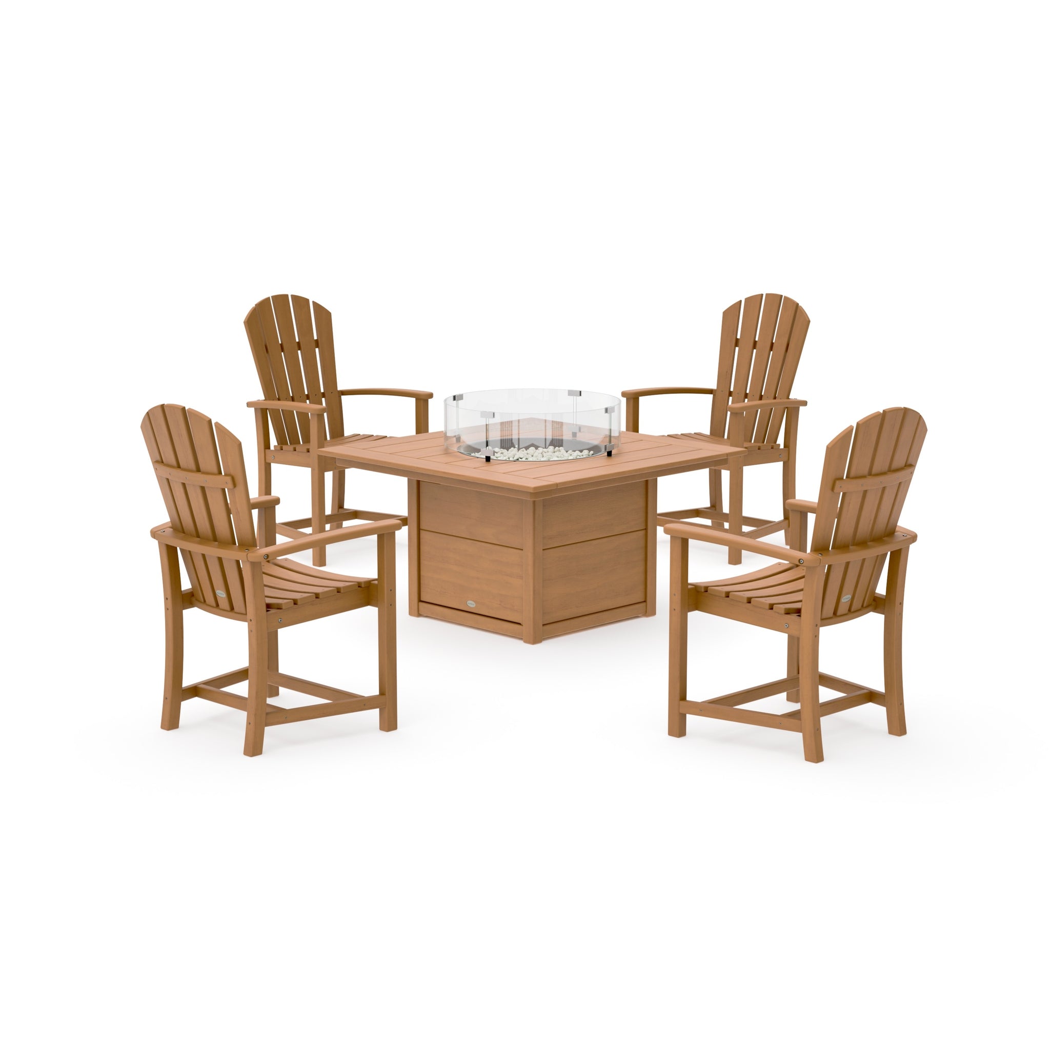 Palm Coast 4-Piece Upright Adirondack Conversation Set with Fire Pit Table