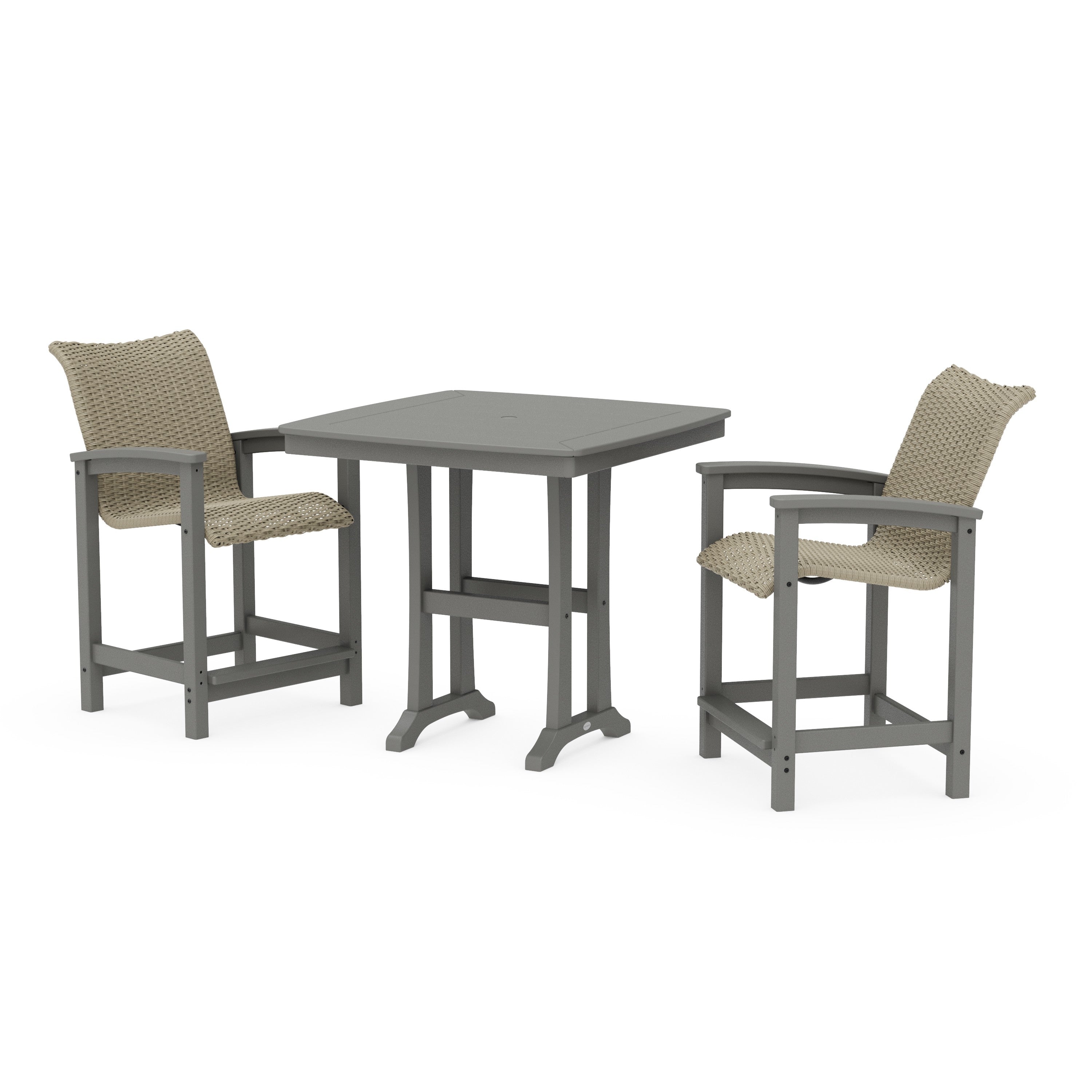Coastal Woven 3-Piece Counter Set with Trestle Legs