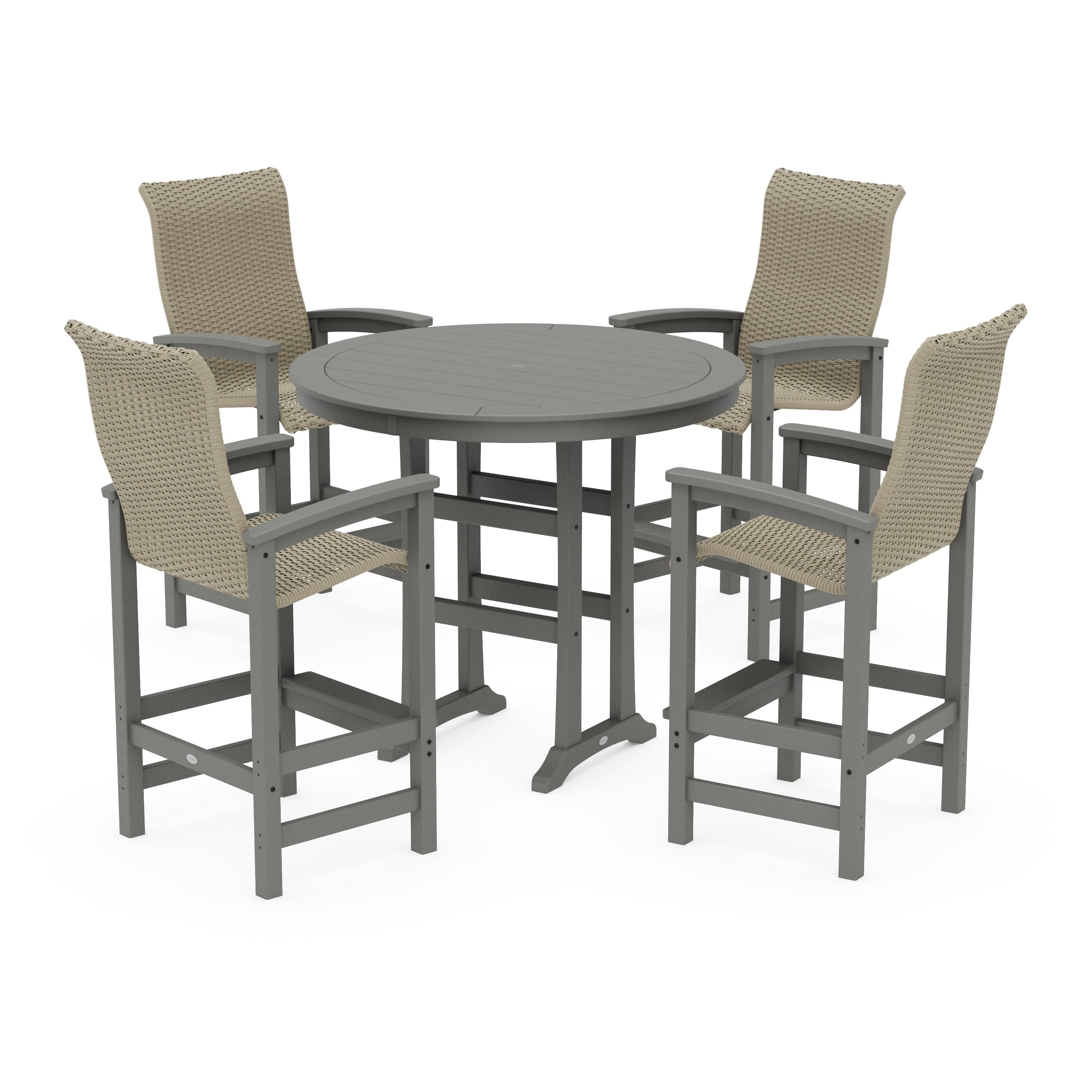 Coastal Woven High-Back 5-Piece Round Bar Set
