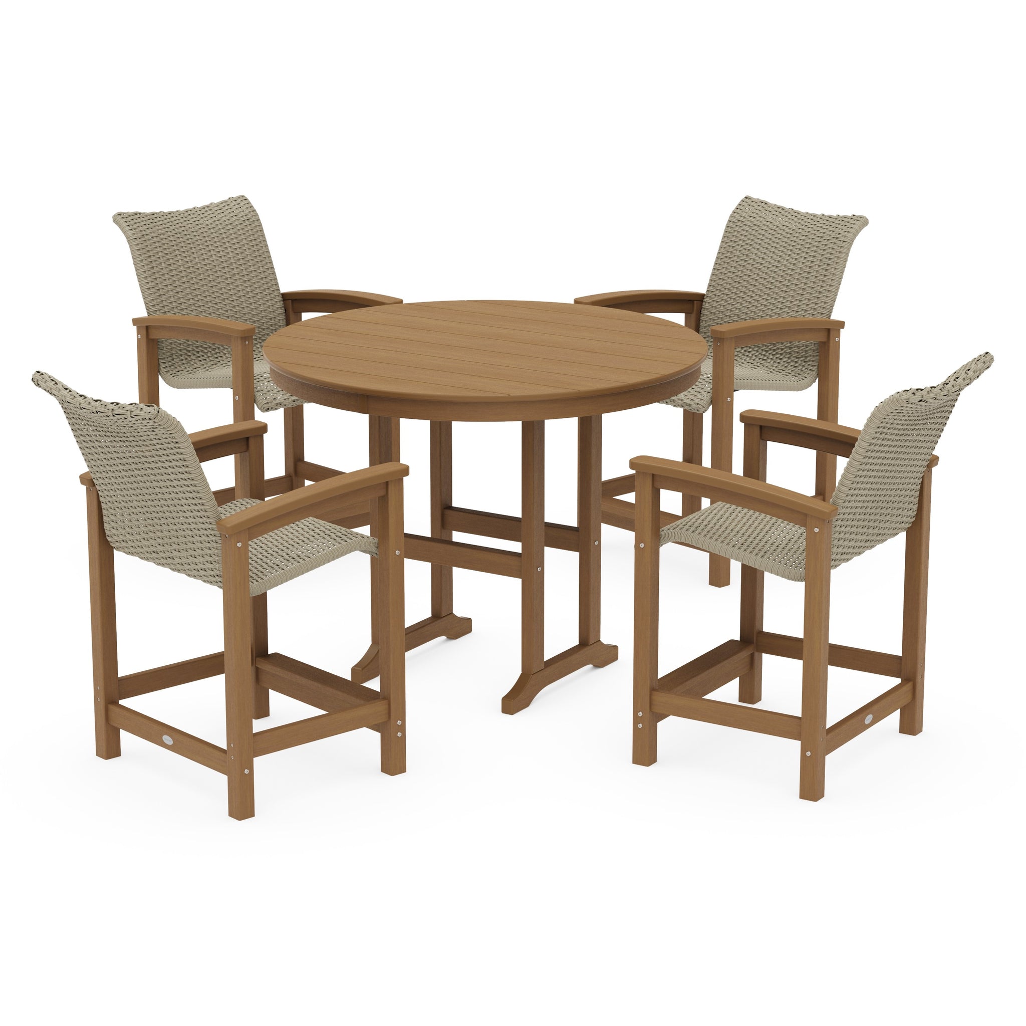 Coastal Woven 5-Piece Round Farmhouse Counter Set