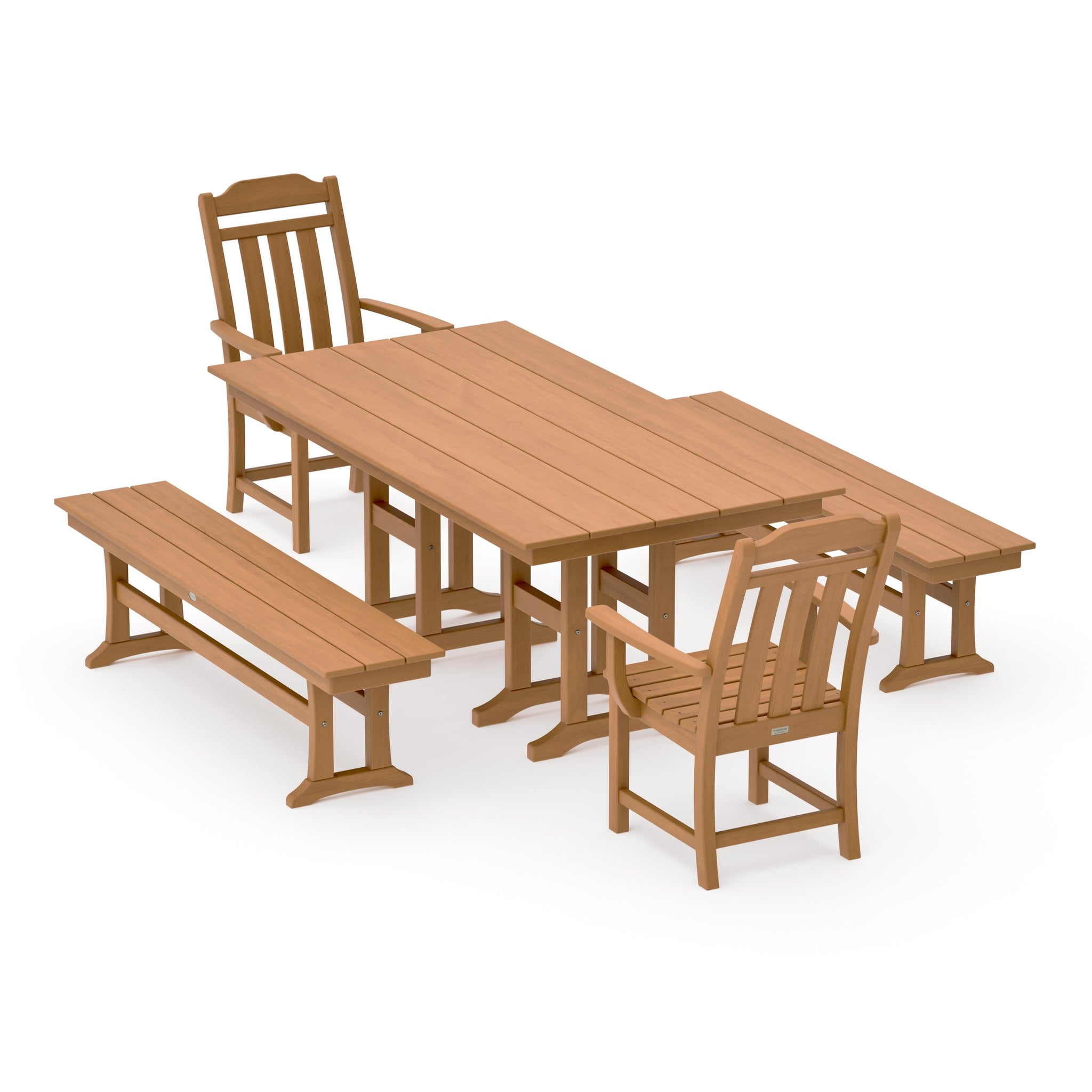 Cottage 5-Piece Farmhouse Dining Set with Benches