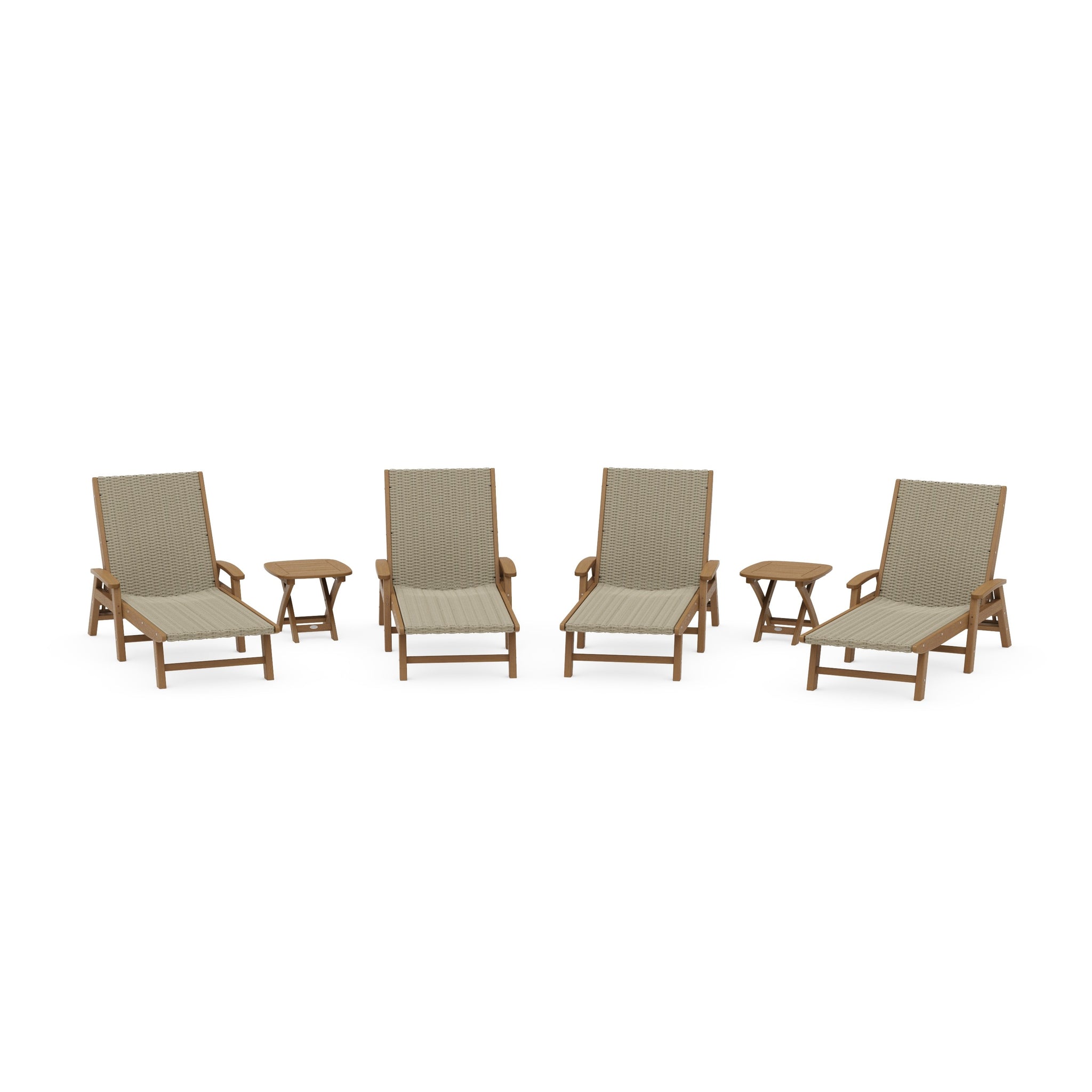 6- Piece Coastal Woven Chaise with Arms Chaise Lounge Set