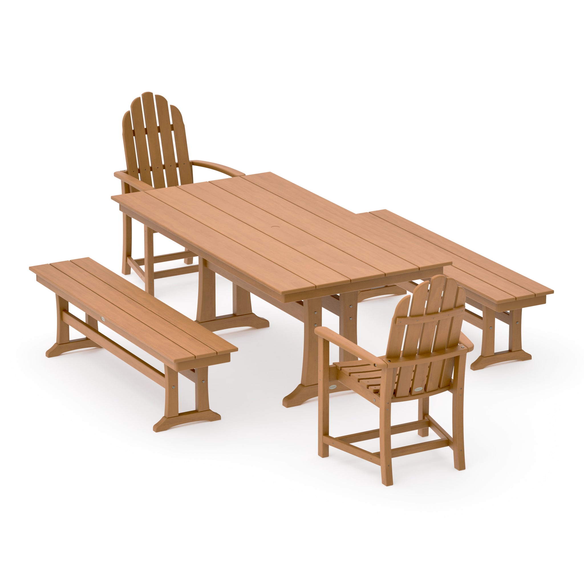 Classic Adirondack 5-Piece Farmhouse Dining Set With Trestle Legs