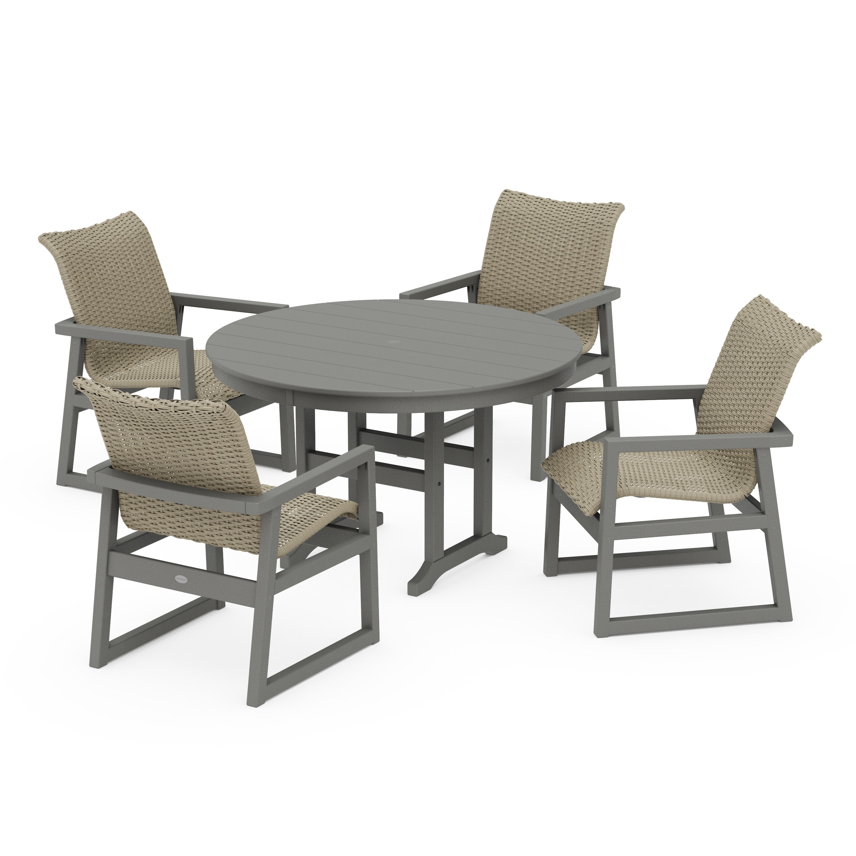 EDGE Woven 5-Piece Round Farmhouse Dining Set