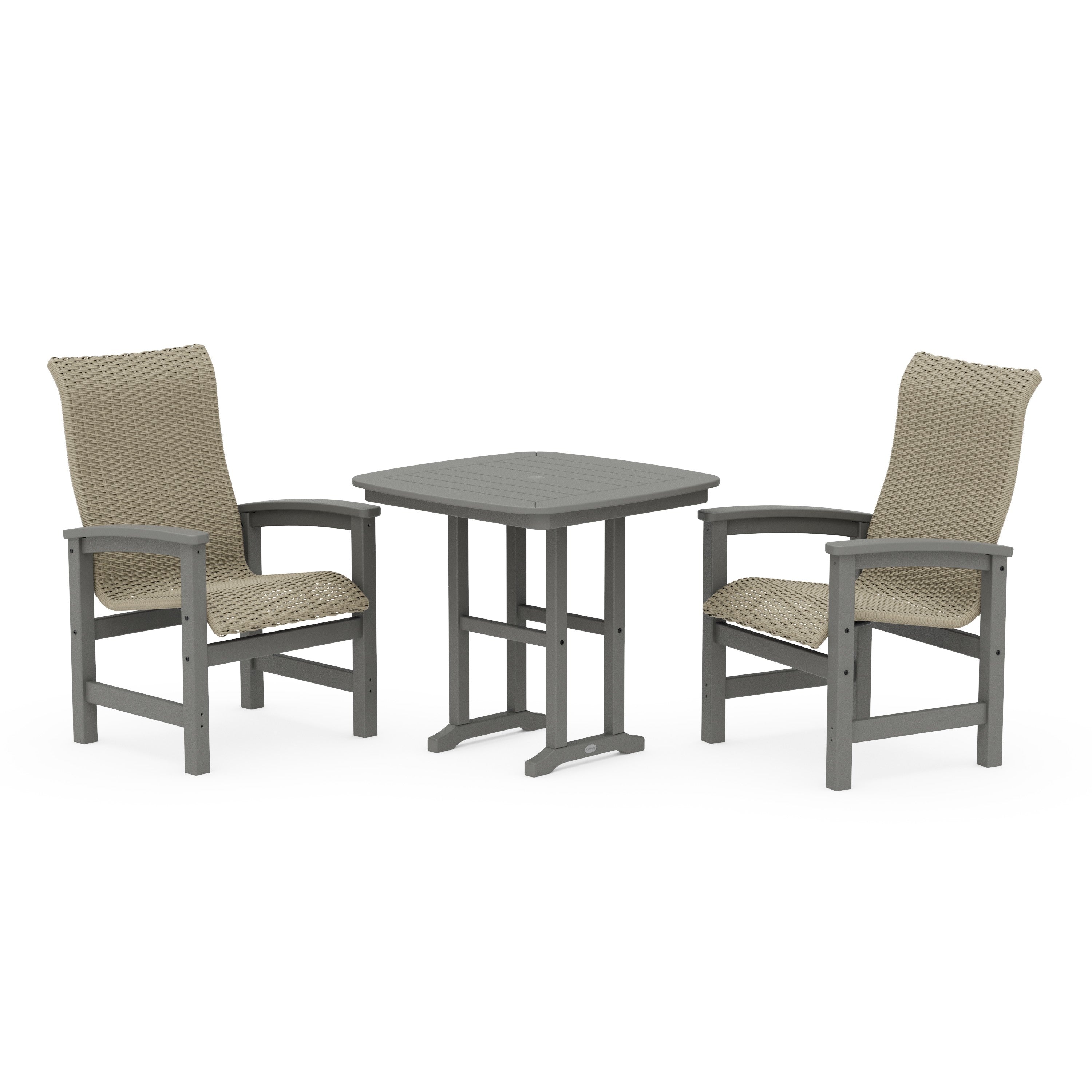 Coastal Woven High-Back 3-Piece Dining Set