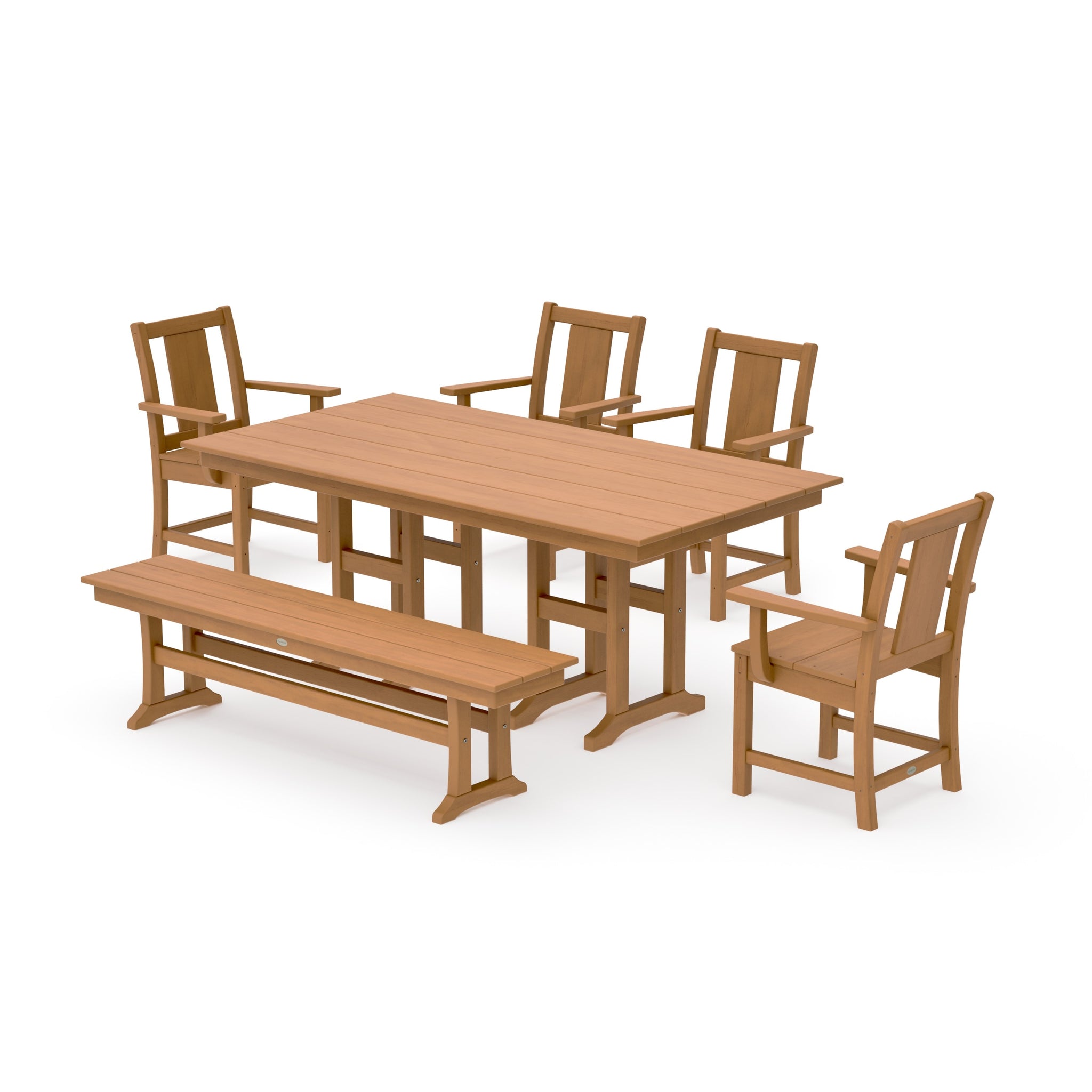 Prairie 6-Piece Farmhouse Dining Set with Bench