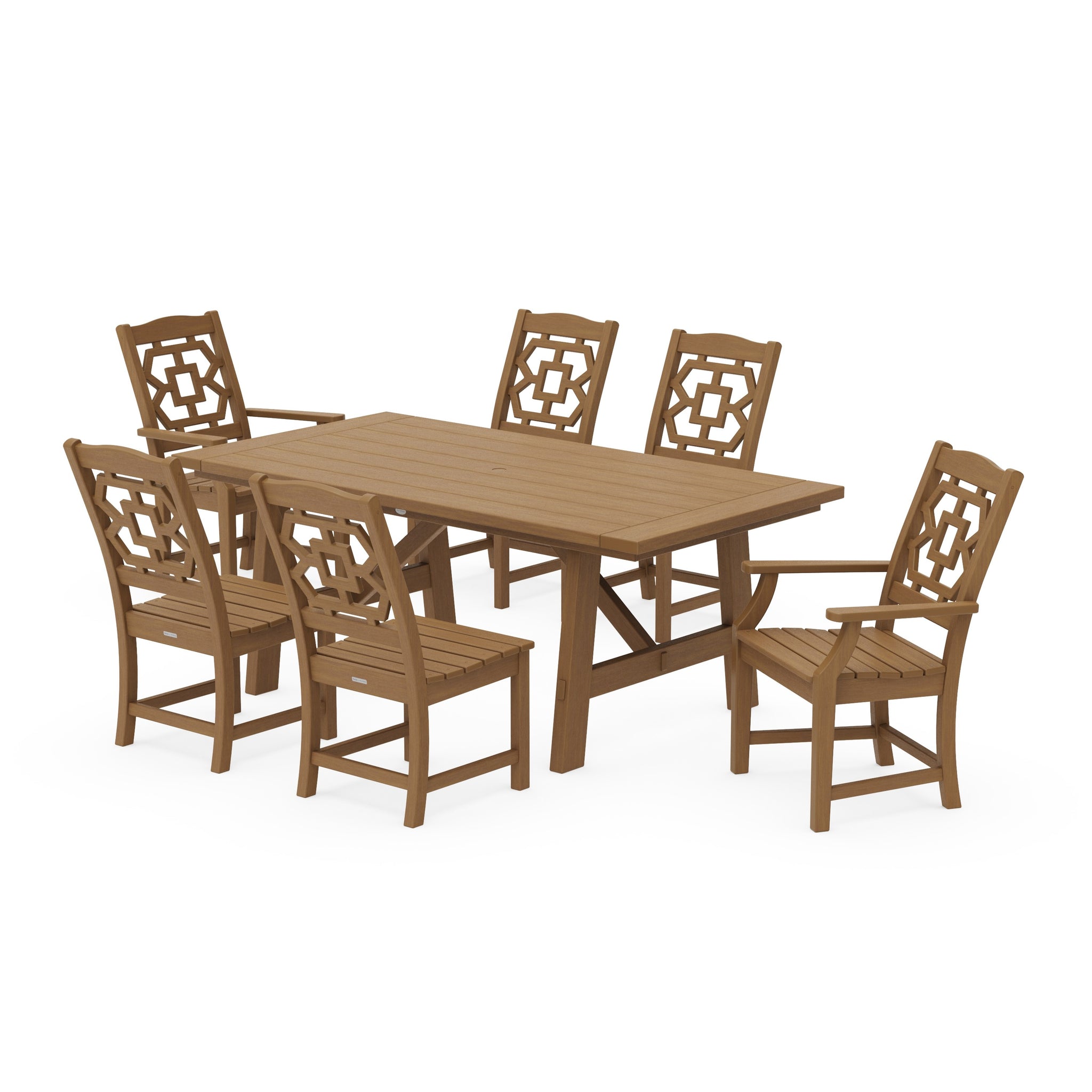 Chinoiserie 7-Piece Rustic Farmhouse Dining Set