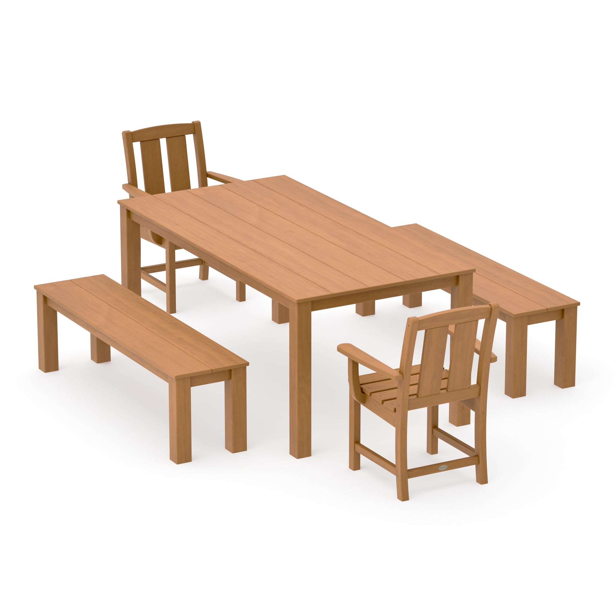 Mission 5-Piece Parsons Dining Set with Benches