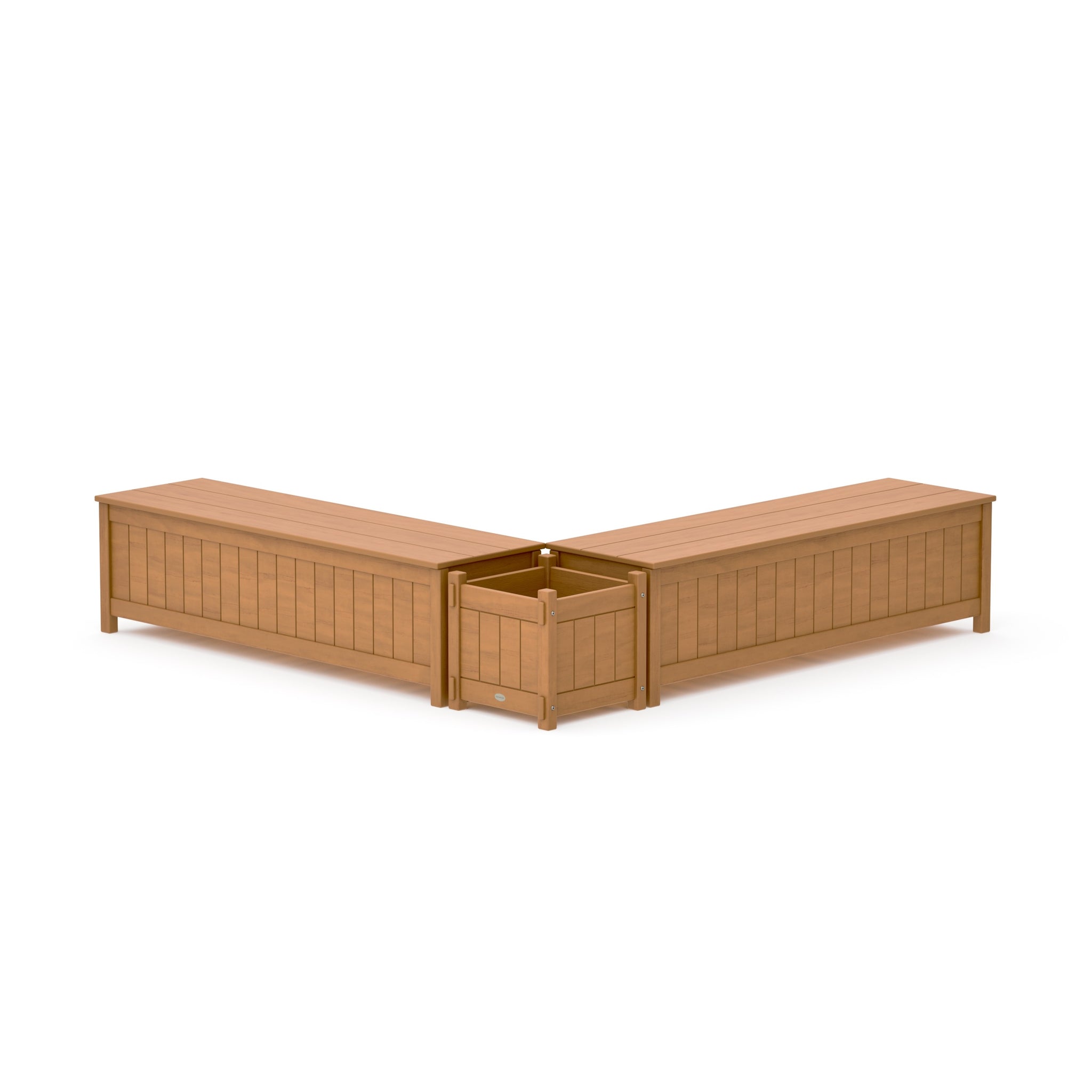 60" Vineyard L- Shaped Planter Storage Bench Set