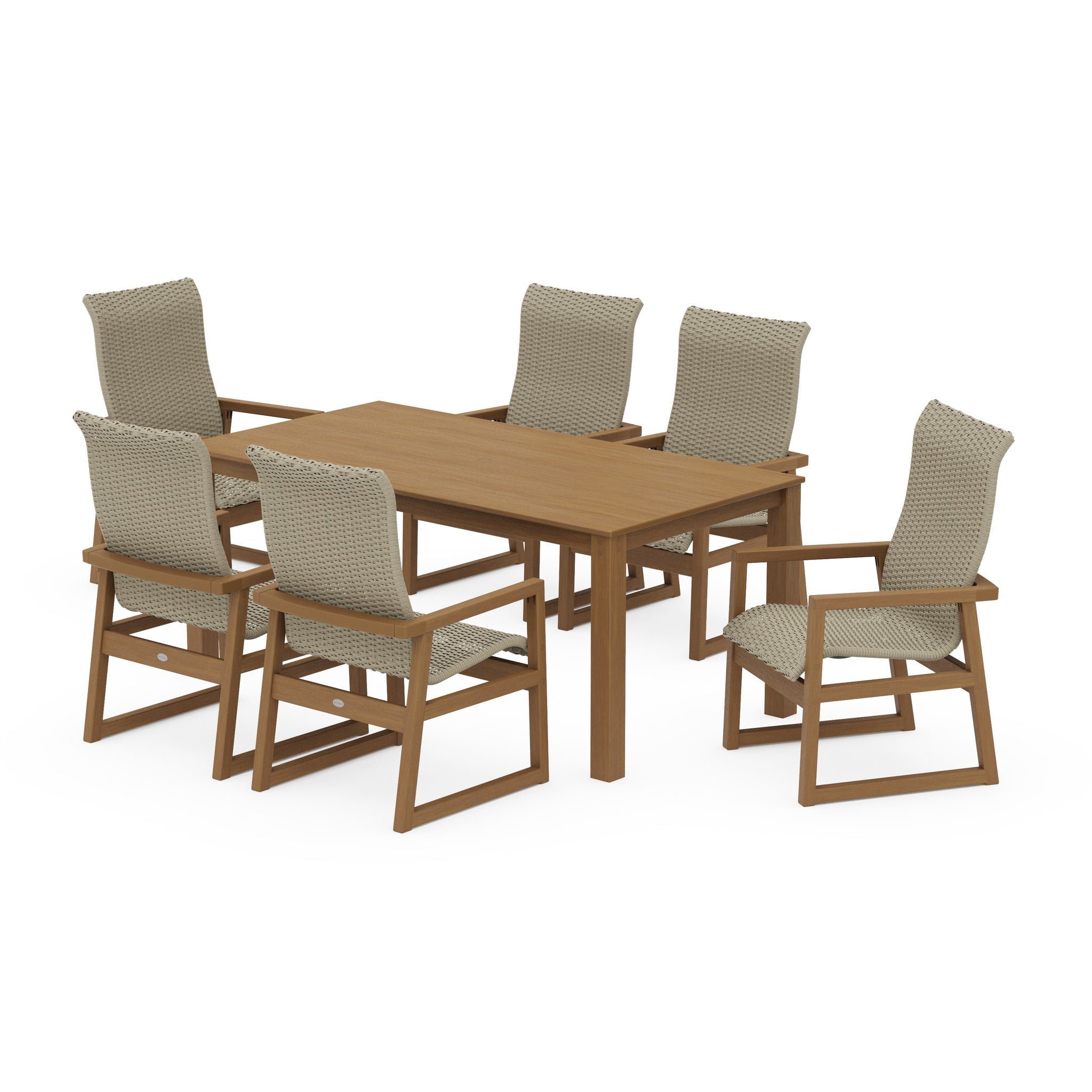 EDGE Woven Highback Arm Chair 7-Piece Parsons Dining Set