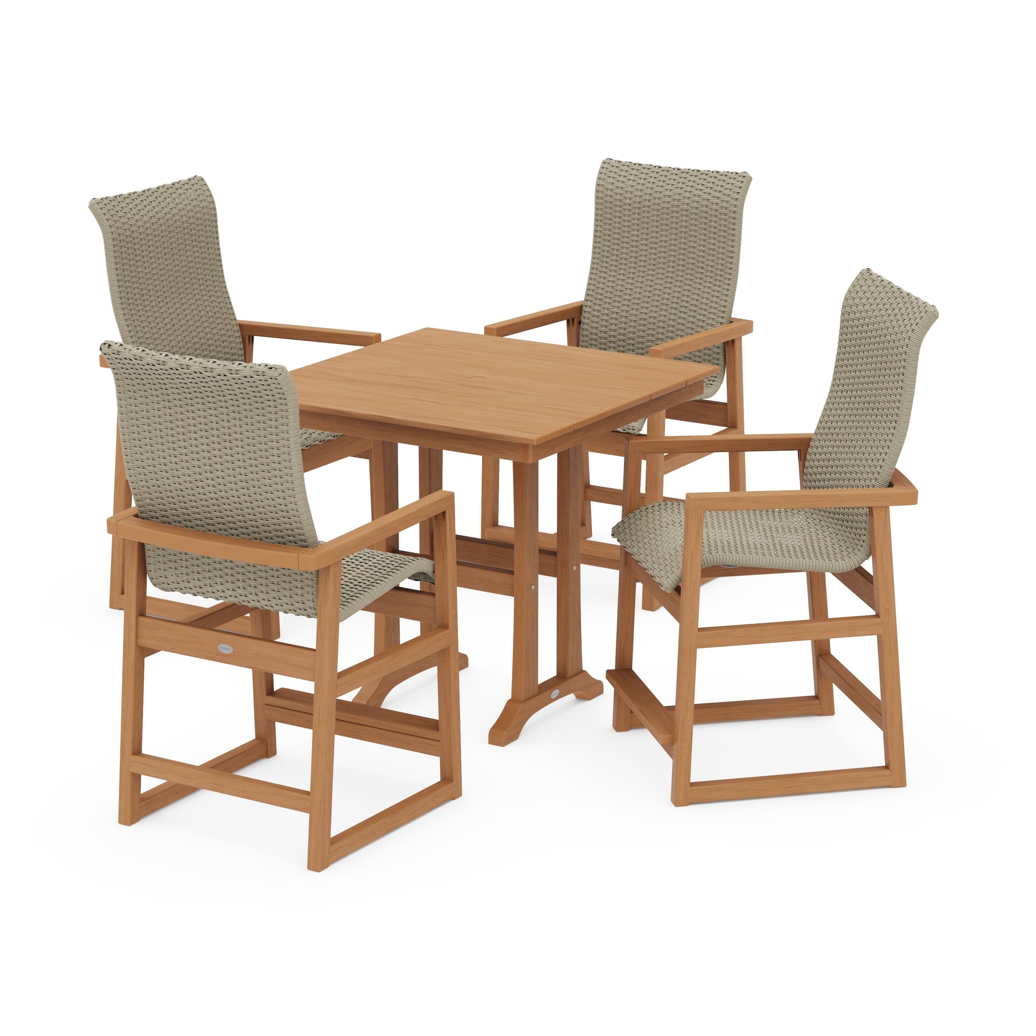 EDGE Woven Highback 5-Piece Farmhouse Counter Set with Trestle Legs