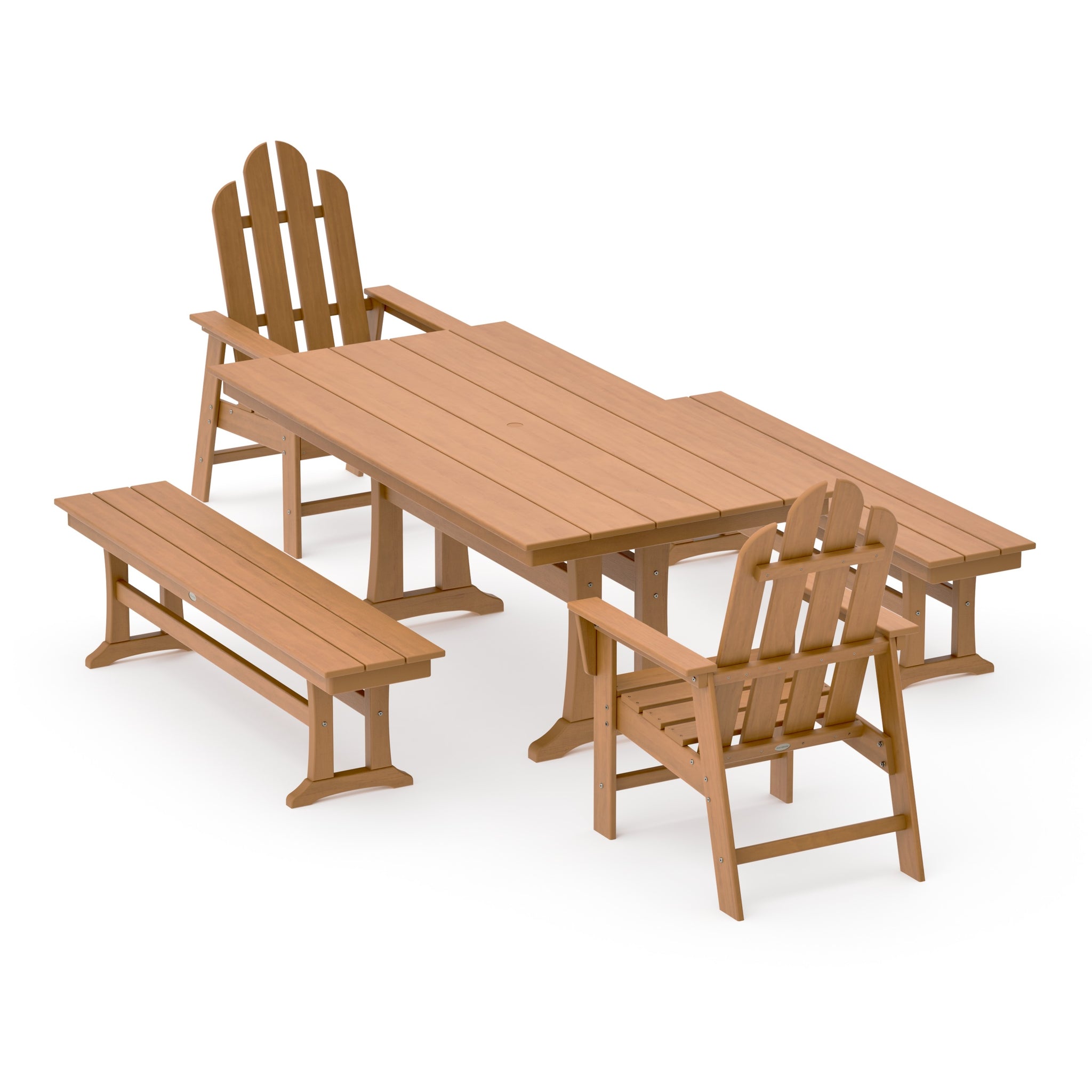 Long Island 5-Piece Farmhouse Dining Set With Trestle Legs