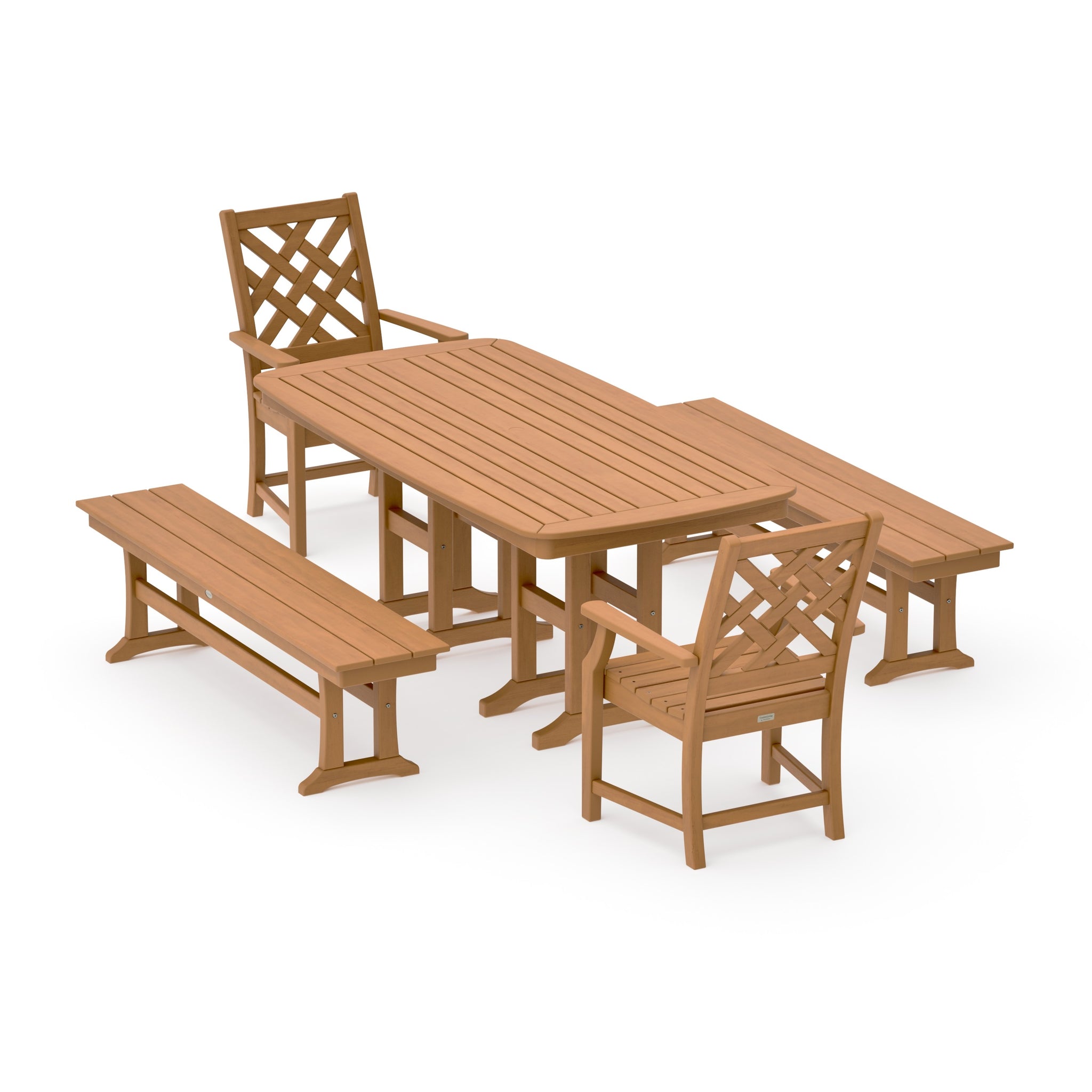 Wovendale 5-Piece Dining Set with Benches