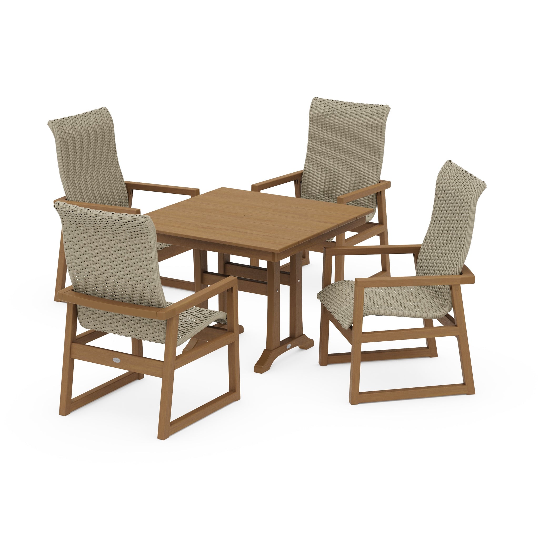 EDGE Woven Highback 5-Piece Farmhouse Dining Set with Trestle Legs