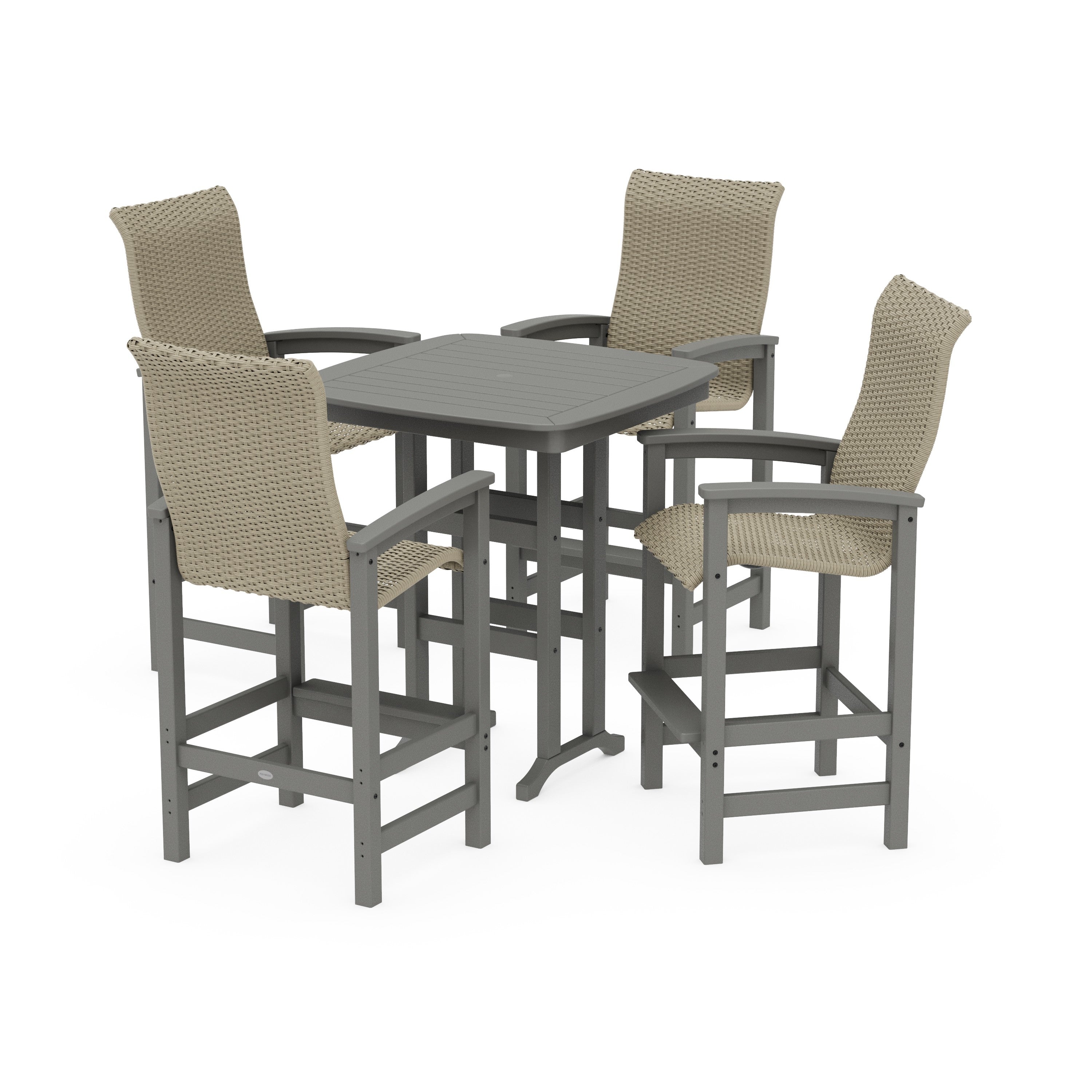 Coastal Woven High-Back 5-Piece Bar Set