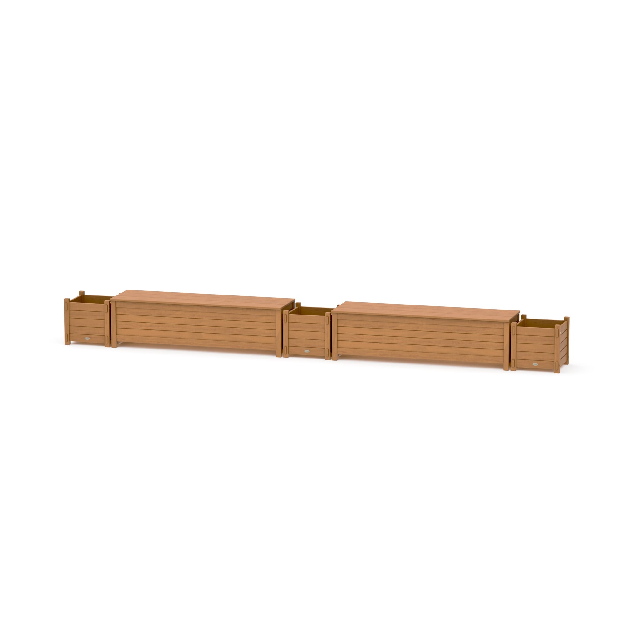 60" Nautical Straight Double Planter Storage Bench Set