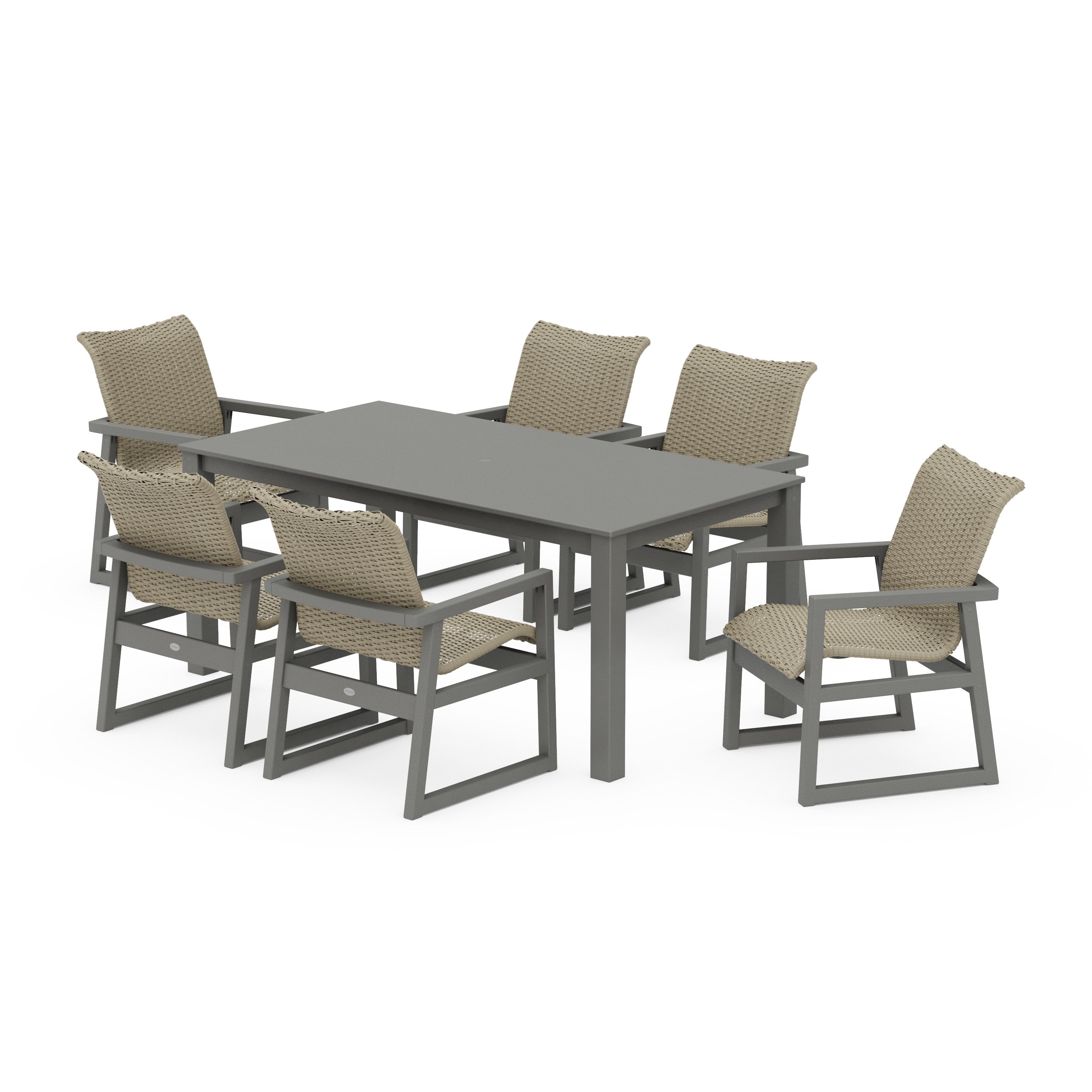 EDGE Woven Arm Chair 7-Piece Parsons Dining Set