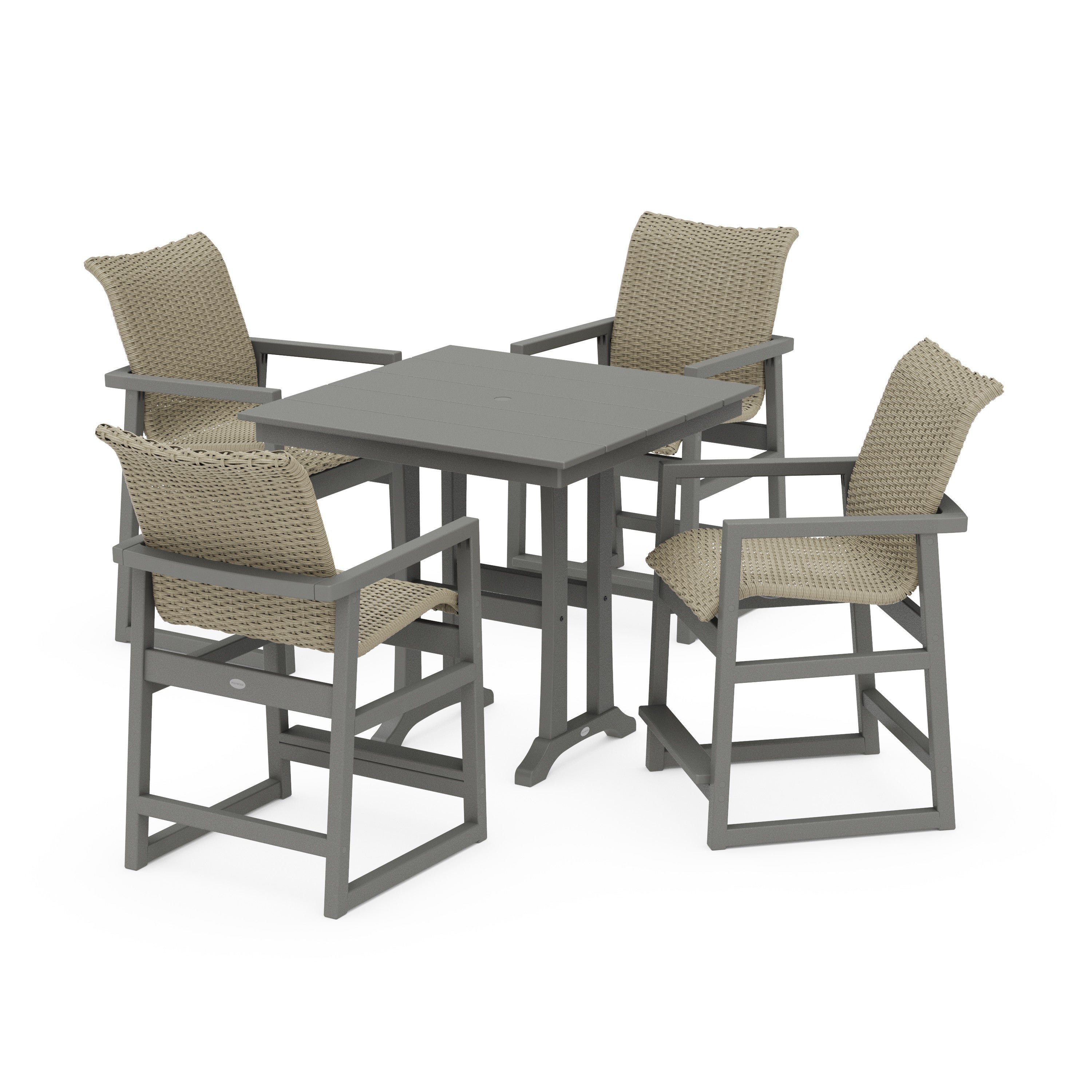 EDGE Woven 5-Piece Farmhouse Counter Set with Trestle Legs